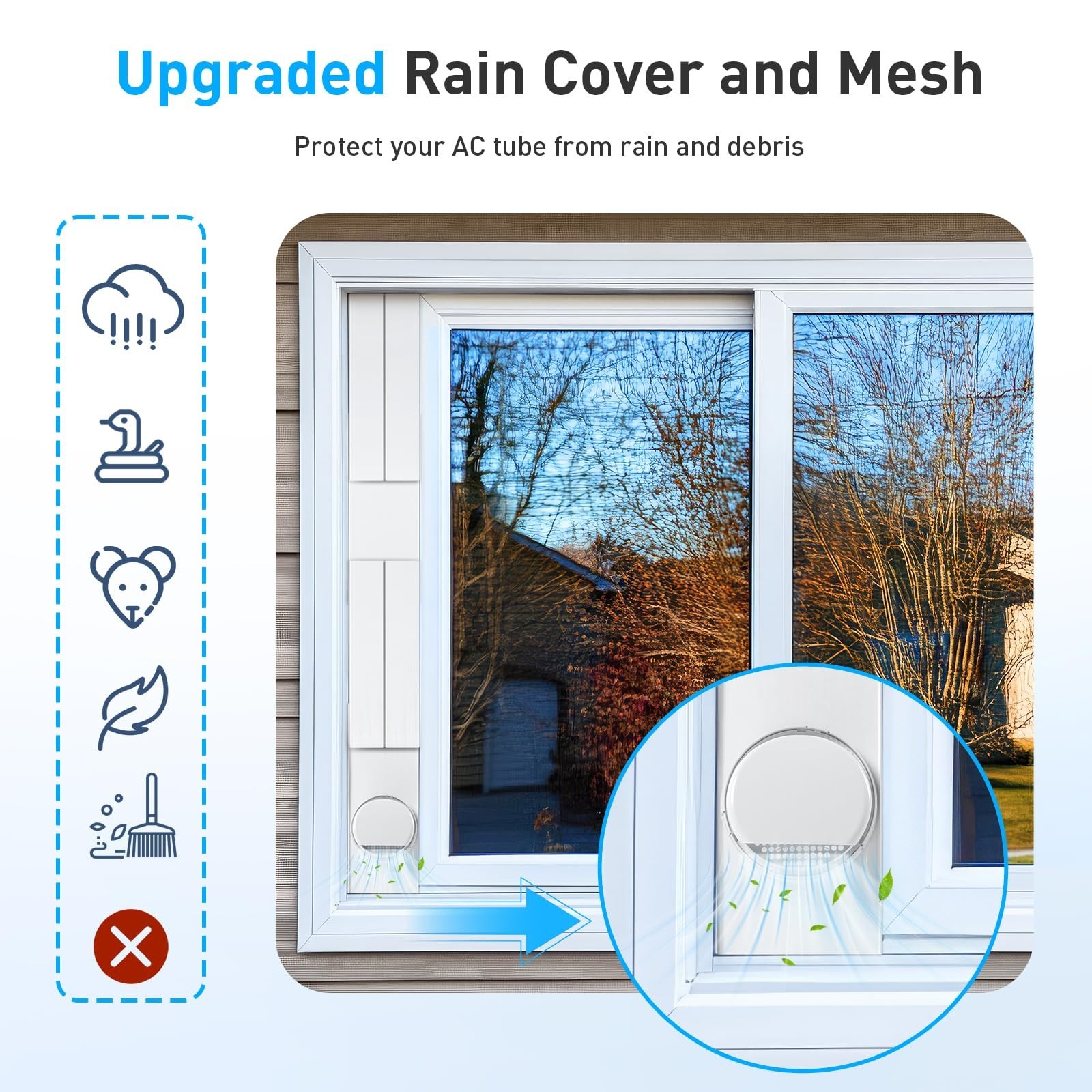 Portable Air Conditioner Window Vent Kit Adjustable Window Seal w/ 5.9&Prime; Diameter