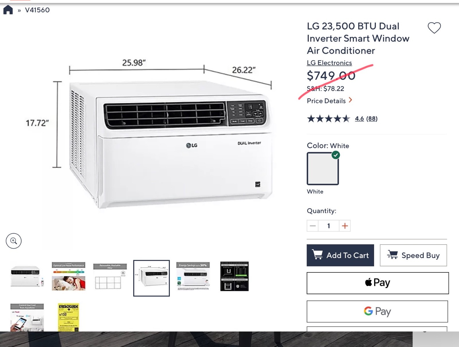 LG room AC., Duel Inverter, 1450 sq ft. 23,500 BTU, phone control with bracket