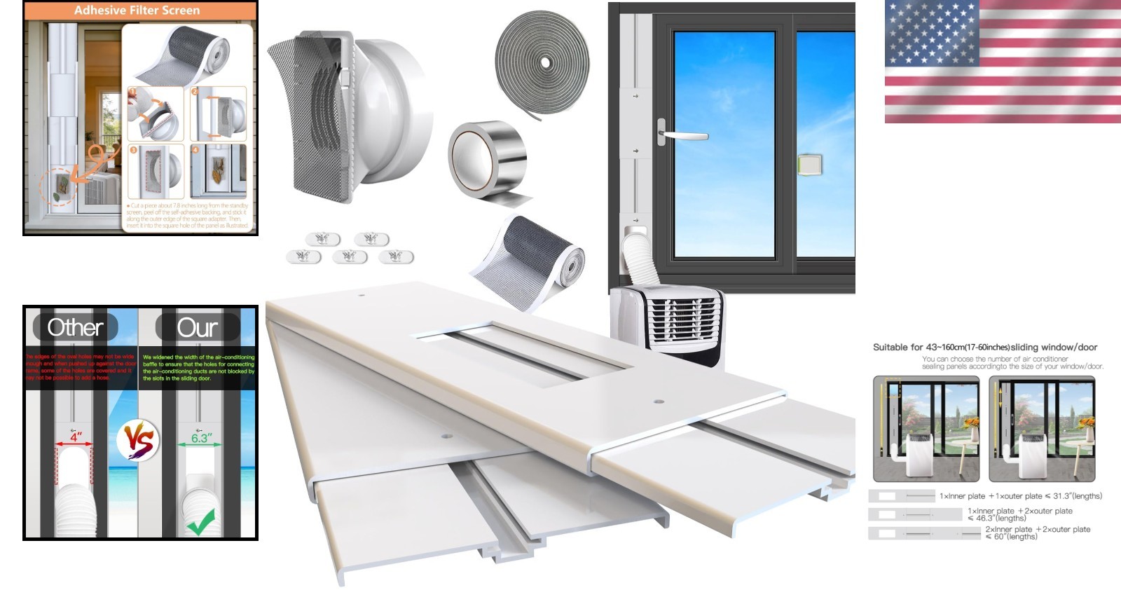 Portable Air Conditioner Window Vent Kit – Universal Adapter
