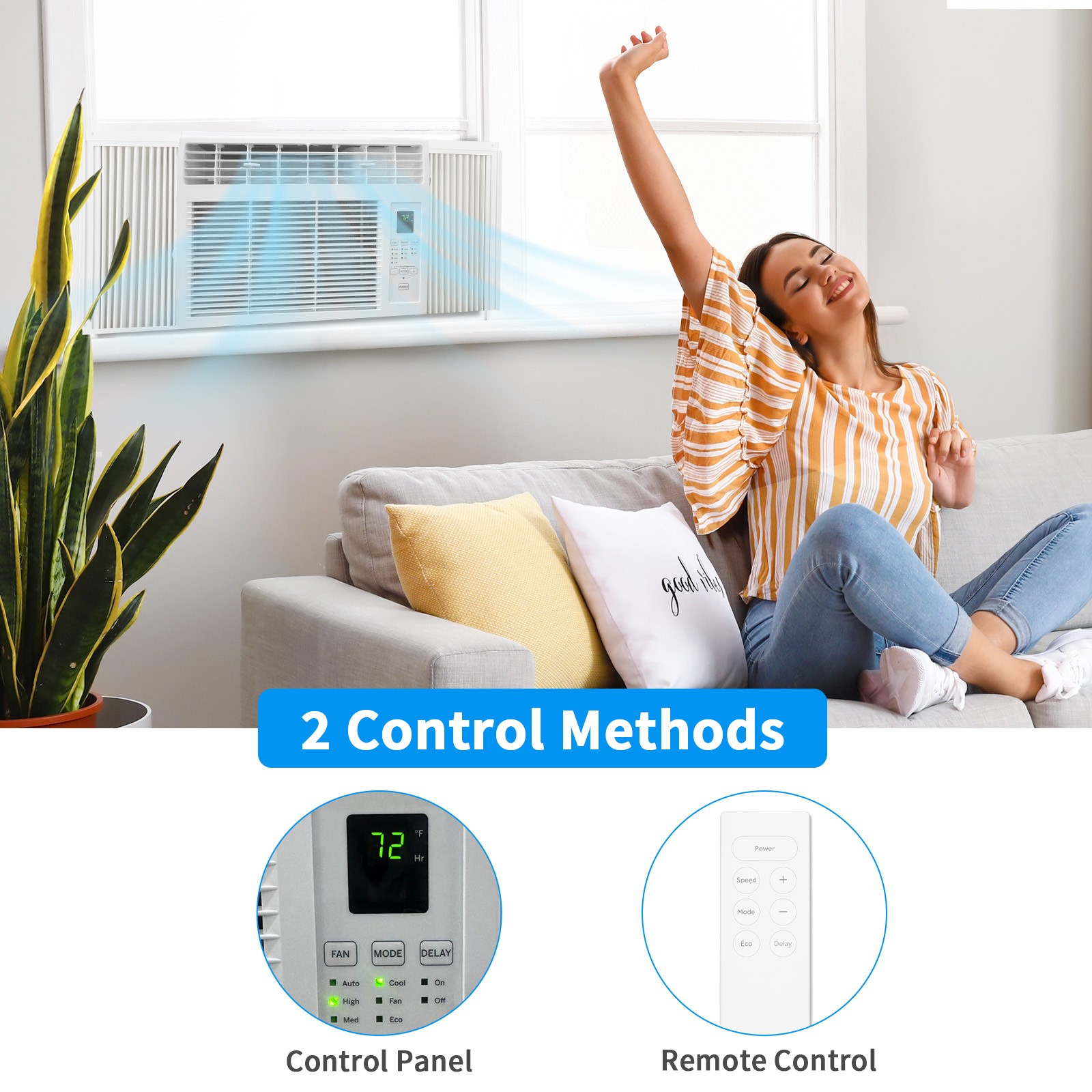 ROVSUN 5000 BTU 6000 BTU Window Air Conditioner Cooling Remote Fan