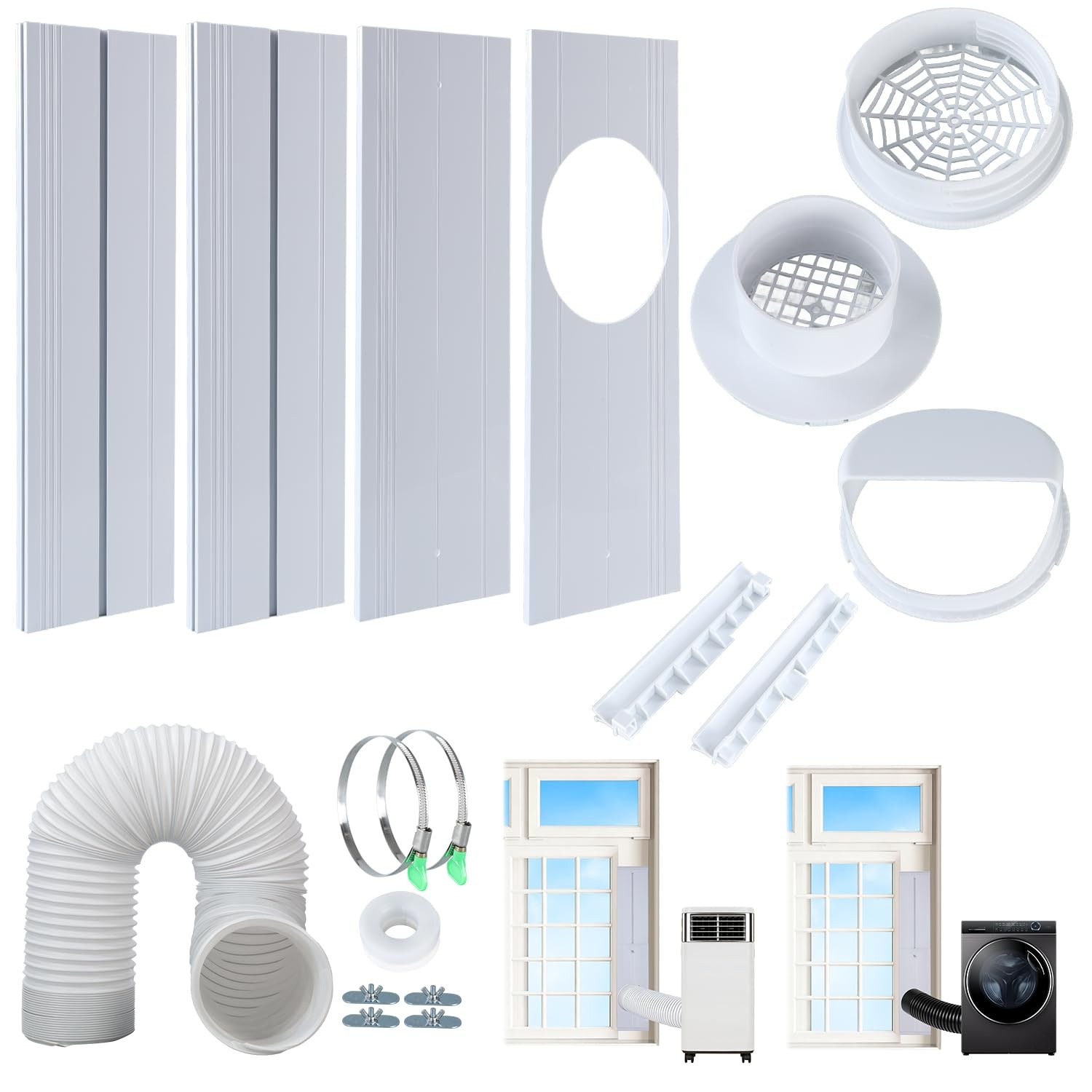 2026 Upgraded Portable Air Conditioner Window Kit with Exhaust Hose Universal