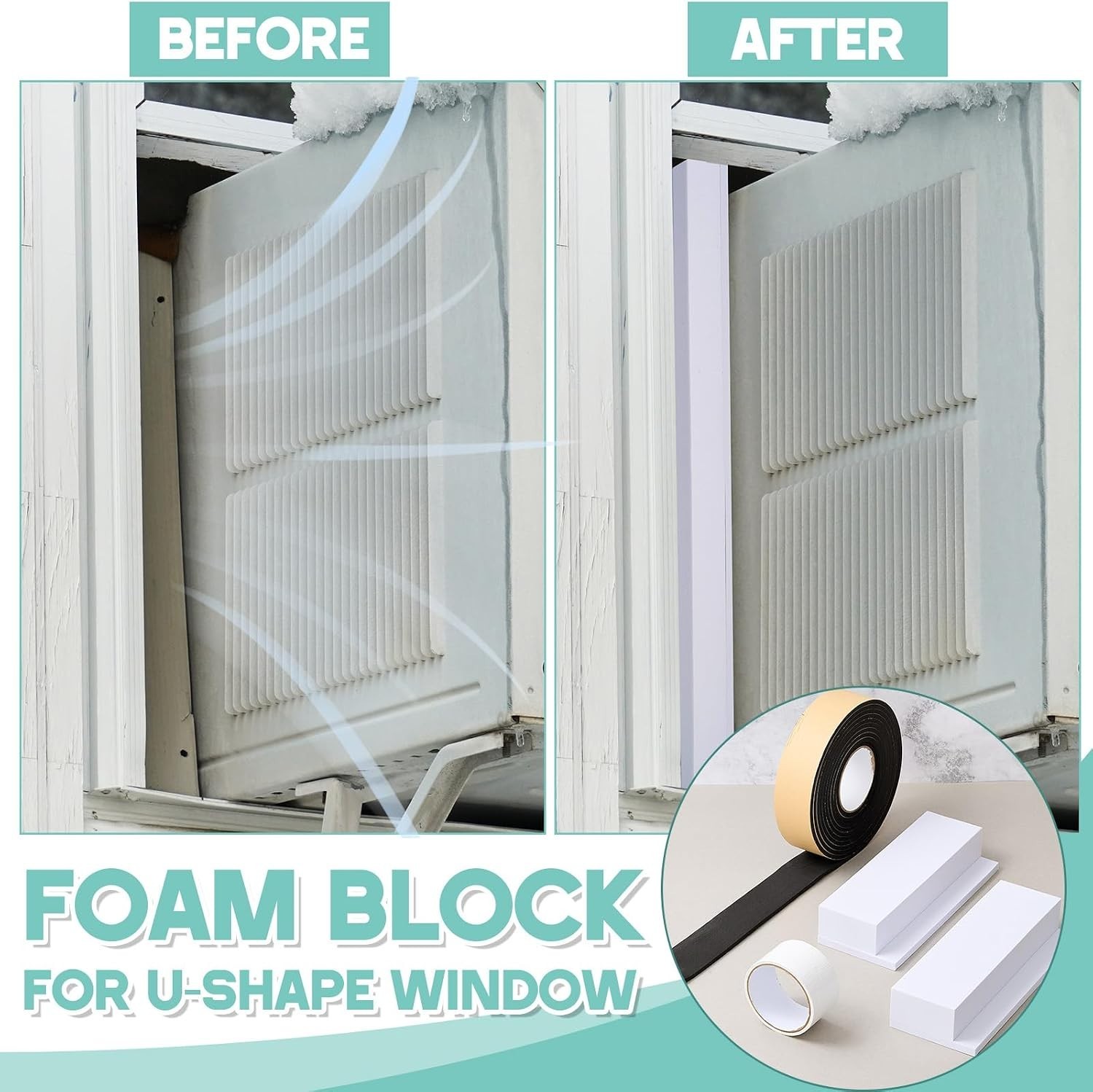 4 Pcs Foam Block Compatible with Midea U Shaped Window Air Conditioner Units,…