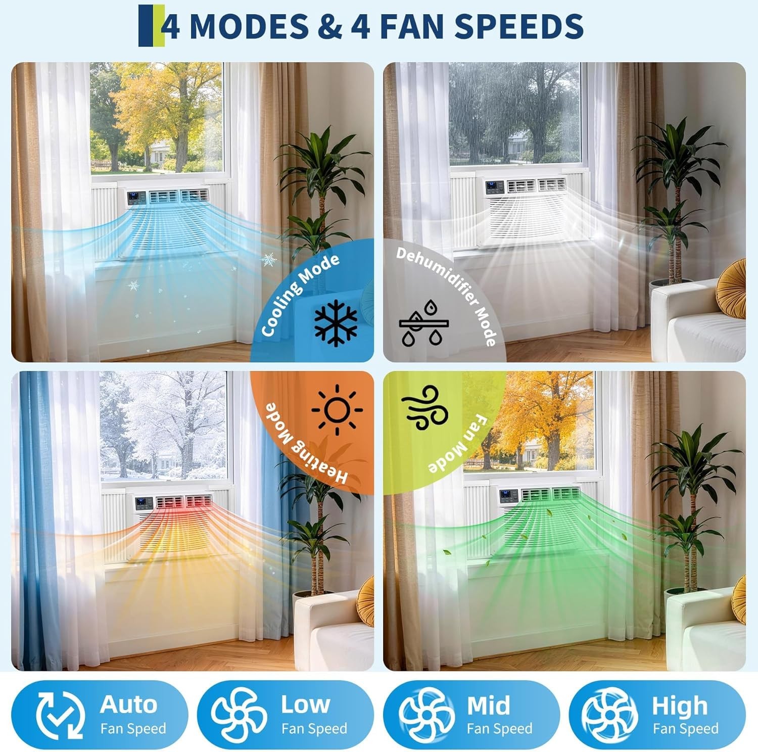 Window Air Conditioner 23,200 BTU Dehumidifier Heat Cooling Fan 1500sq.ft Remote