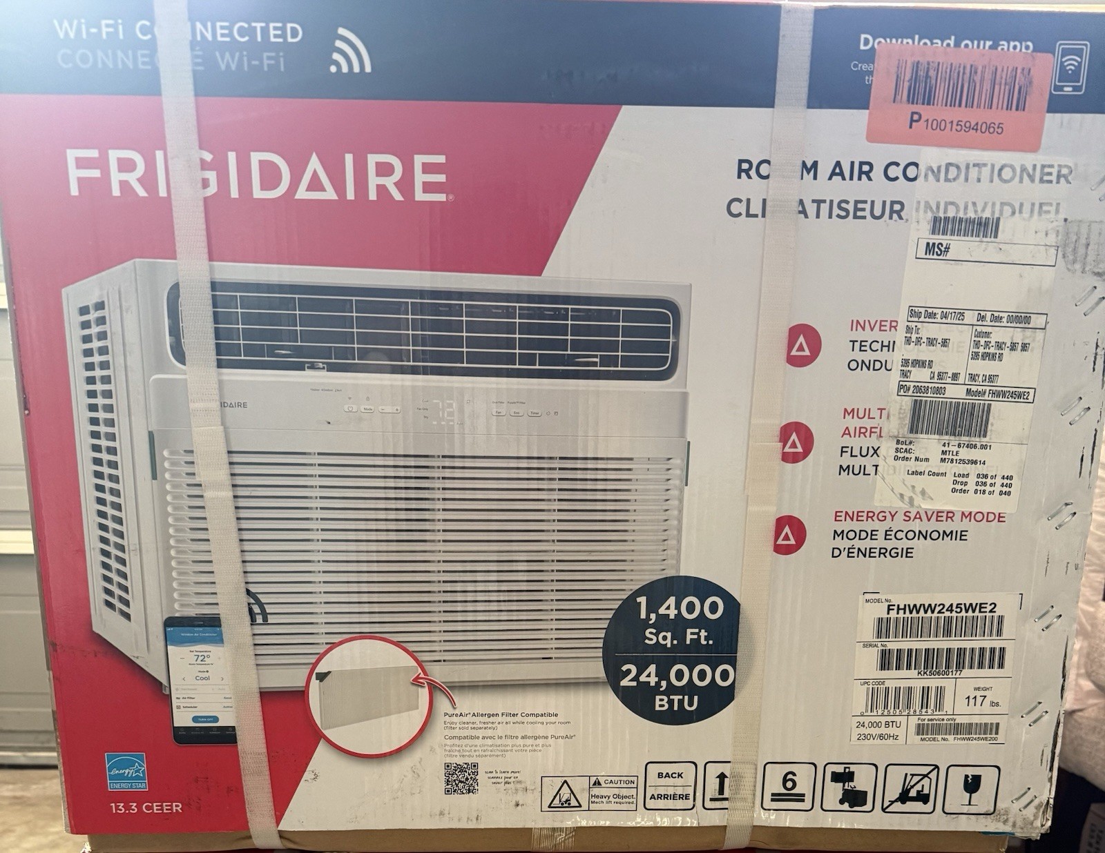Frigidaire 24,000 BTU 230 Volt Inverter Technology Window Air Conditioner WIFi