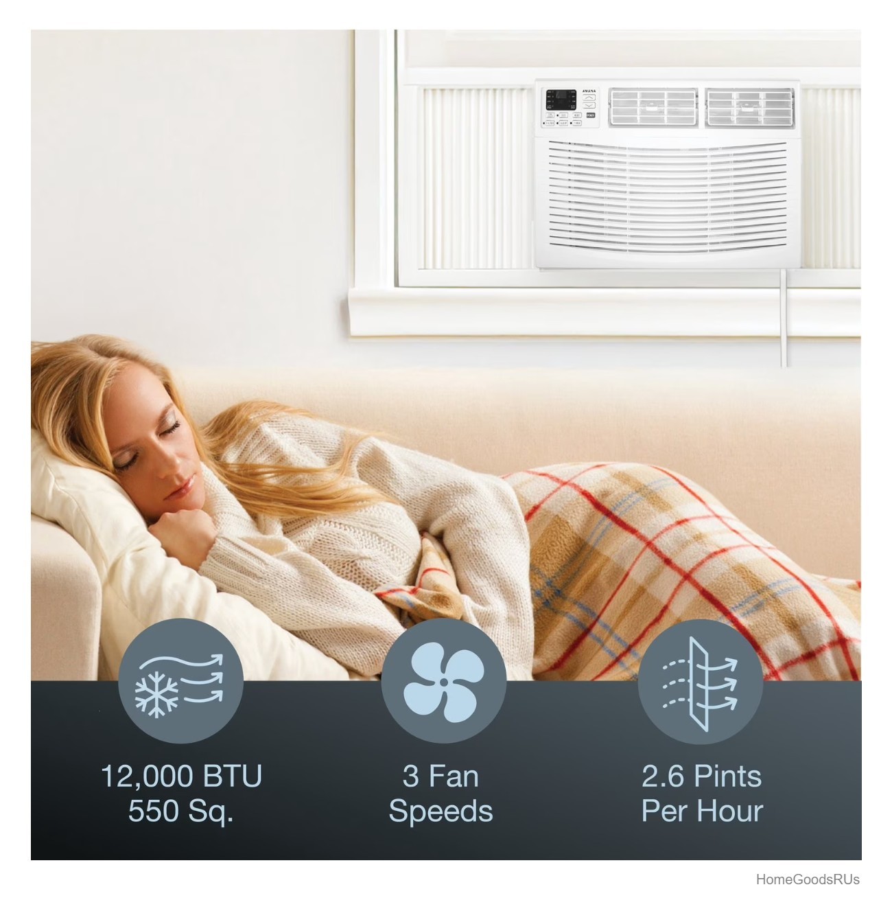 Window Air Conditioner 12000 BTU 115V Remote Control Cools 550 Sq Ft