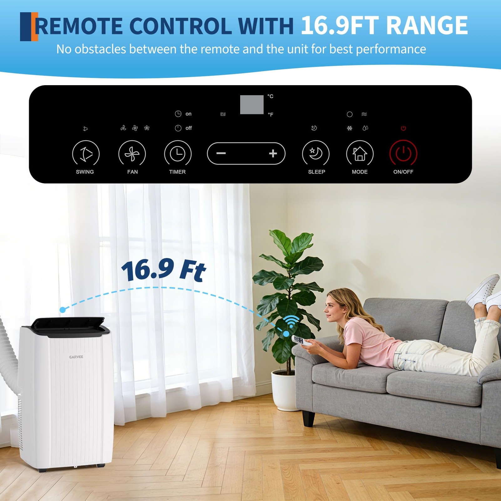 GARVEE 12000 BTU Portable Air Conditioner AC Unit with Fan & Dehumidifier Remote