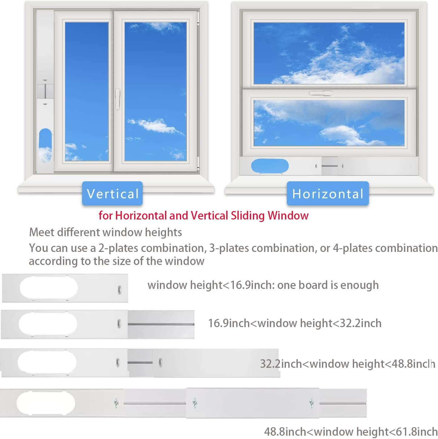 Kit de Ventana para Aire Acondicionado Portatil Manguera Extensible Universal5.9