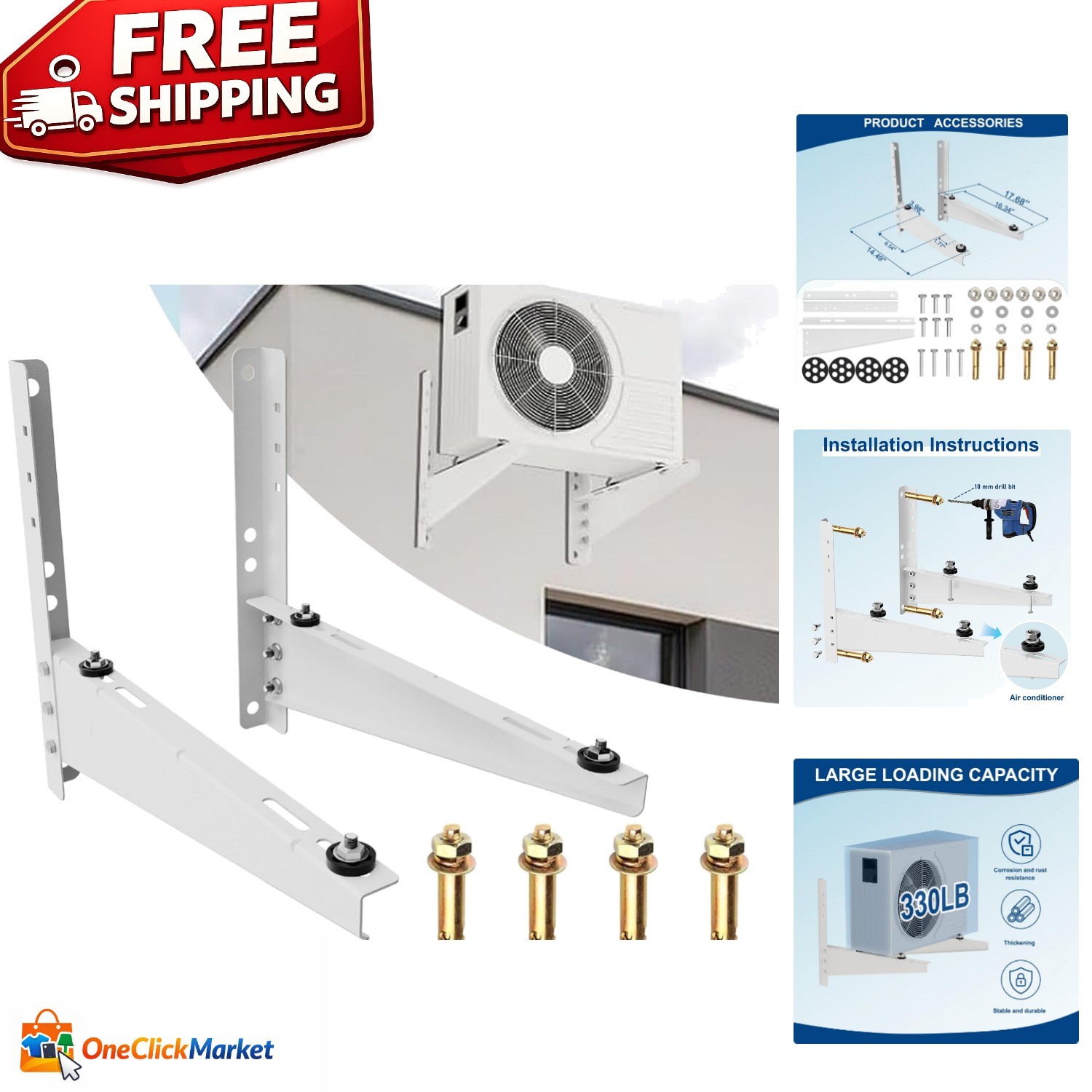 Mini Split Wall Mounting Bracket Support Heavy Duty AC Support Stand for Outside