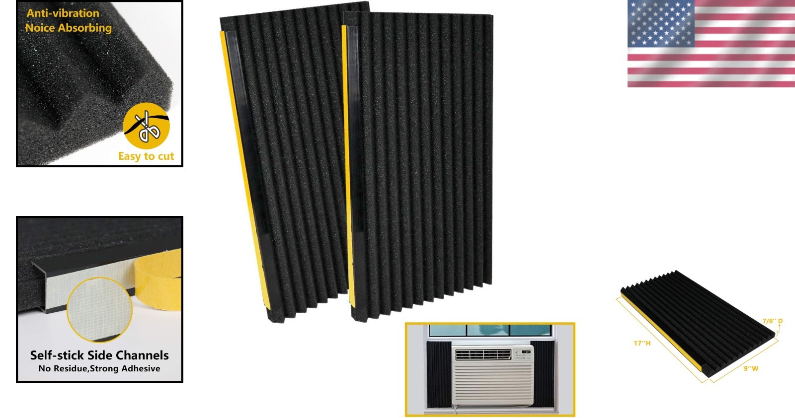 2 Pack AC Insulation Foam Panels, 17in x 9in for Energy Efficiency & Comfort