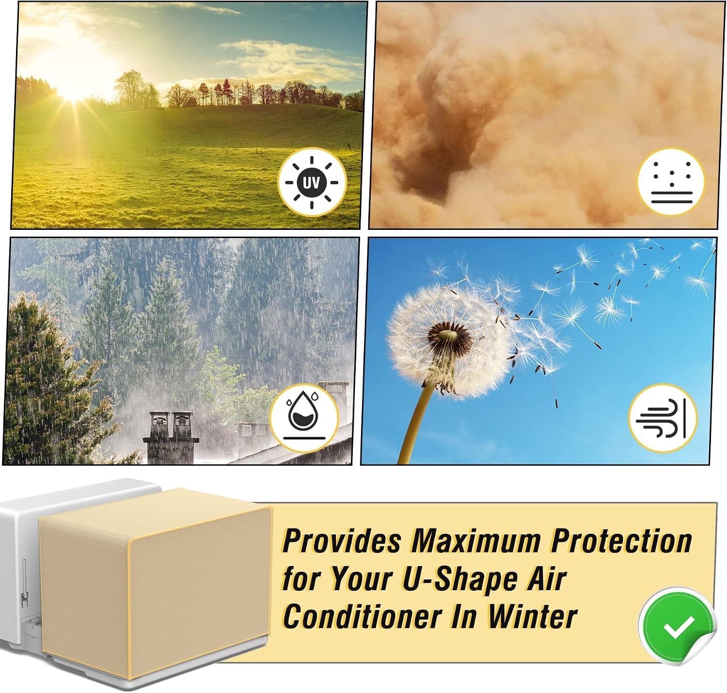 Window Air Conditioner Cover for U-Shaped Window AC Units 8,000BTU 10,000BTU ..