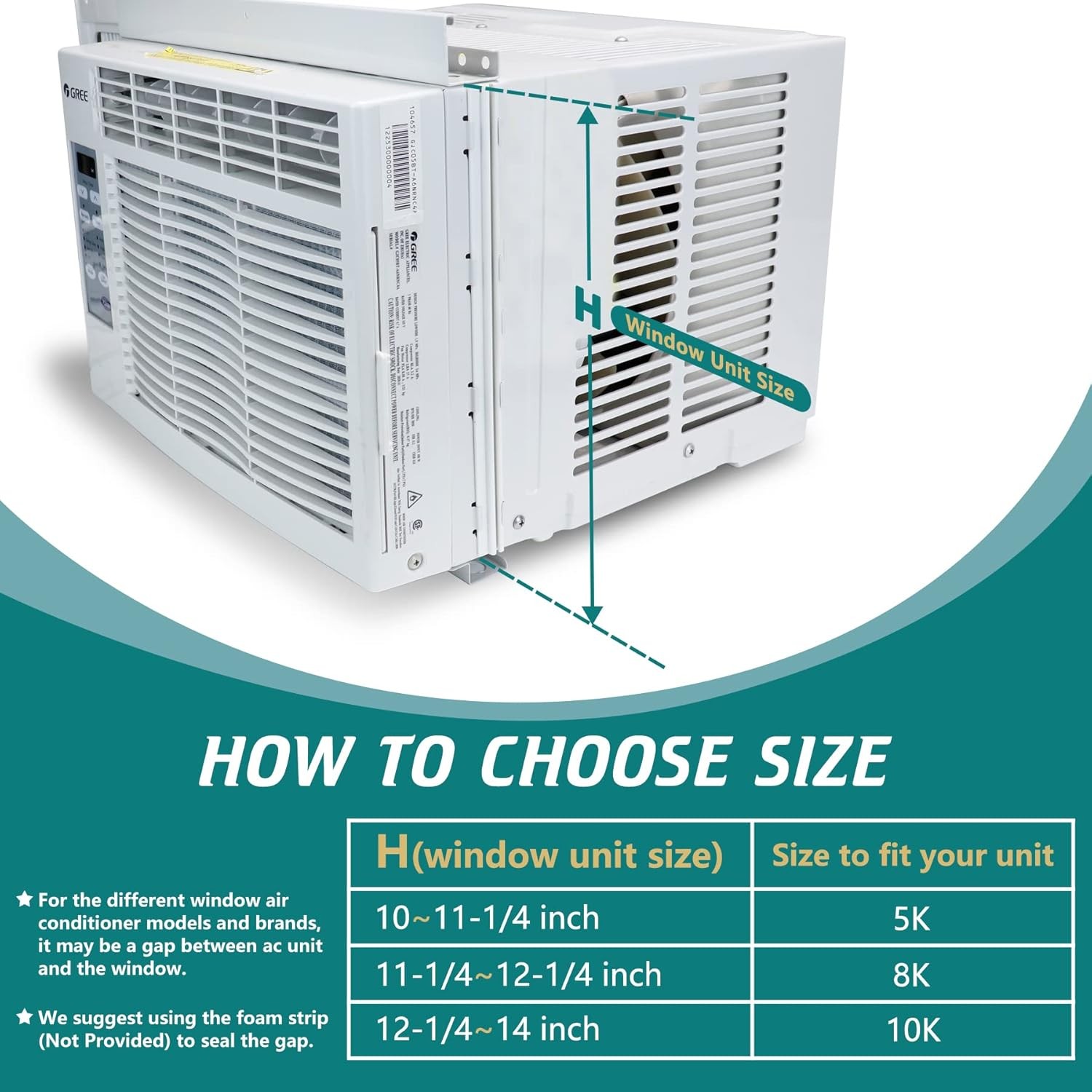 Window Air Conditioner Side Panels Curtain Kit with Frame Window AC Insulation