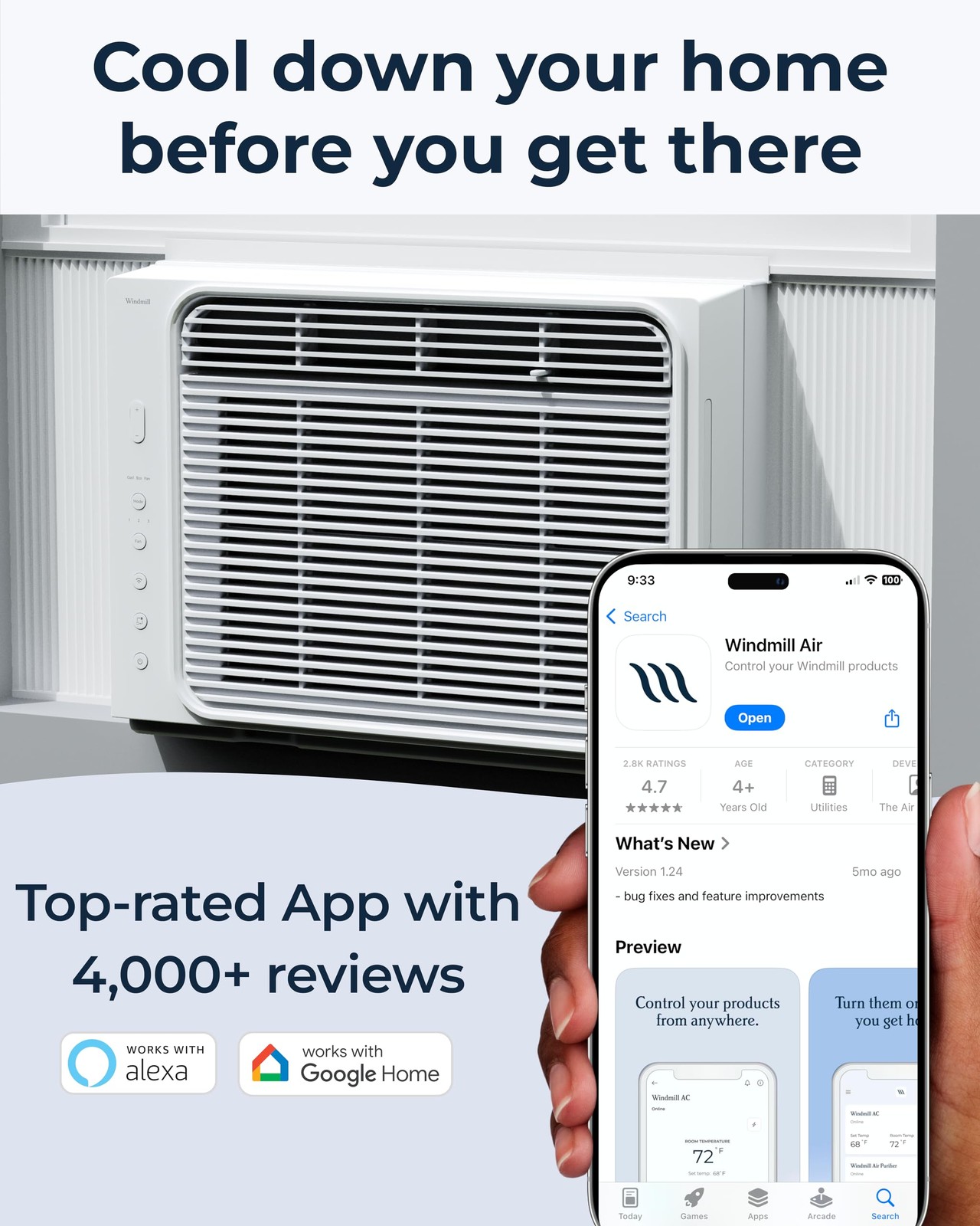 6,000 BTU Window Air Conditioner – Cools up to 250 Sq. Ft. – Easy Install, Vo…