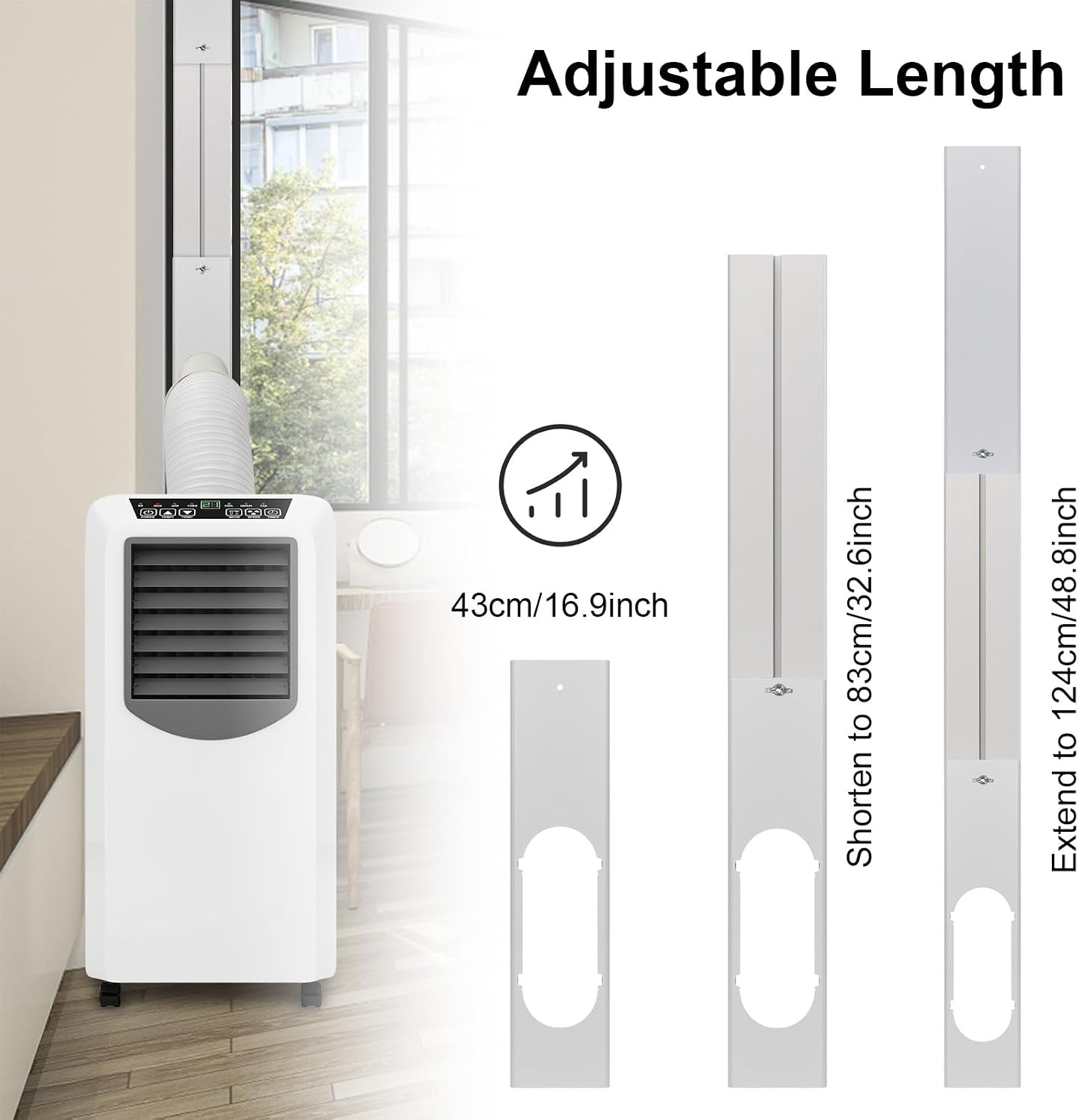 Portable AC Window Vent Kit, AC Seal Kit with 5.9&Prime; Hose for Sliding Windows | Pl