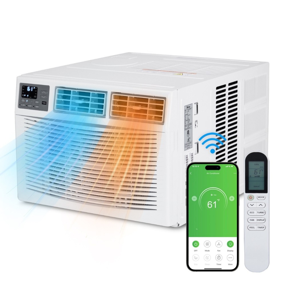 12000 BTU 550 Sq ft Window Air Conditioner & Heat Wi-Fi Enabled AC Unit w/Remote