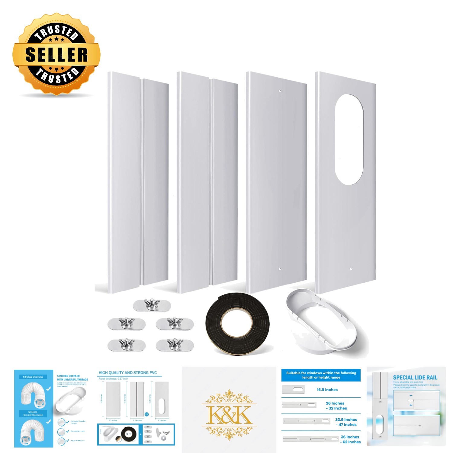 Adjustable Sliding Window Vent Kit for 5-Inch Exhaust Hose – Easy Installation
