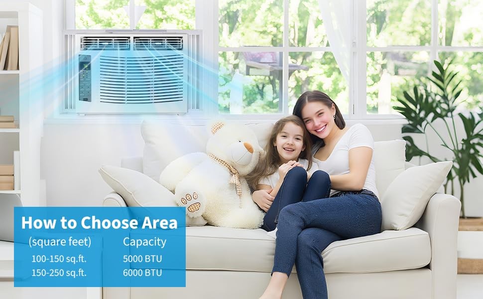 🚩6000BTU Window Air Conditioner W/WiFi,24H Timer 3-in-1 AC Unit Fan/Dehumidifie