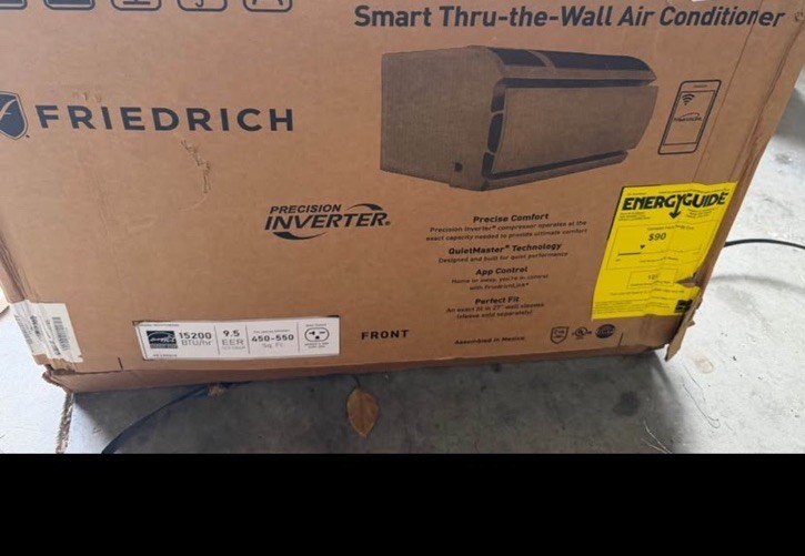 Friedrich 15200 BTU Heat Cool 230V Through the Wall Smart Air Conditioner AC