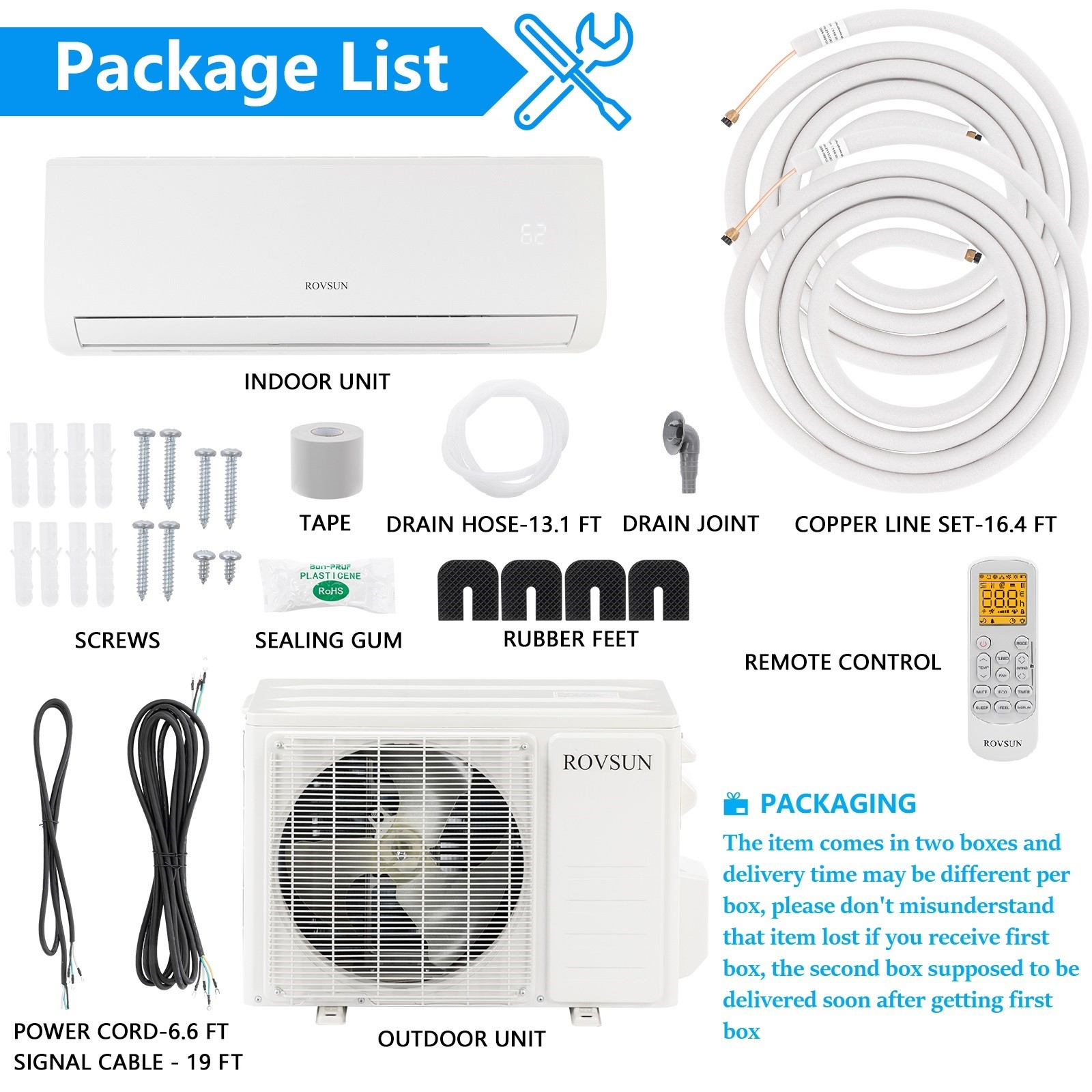 Bonnlo Ductless Mini Split AC/Heating System, Split-System Wall Air Conditioner