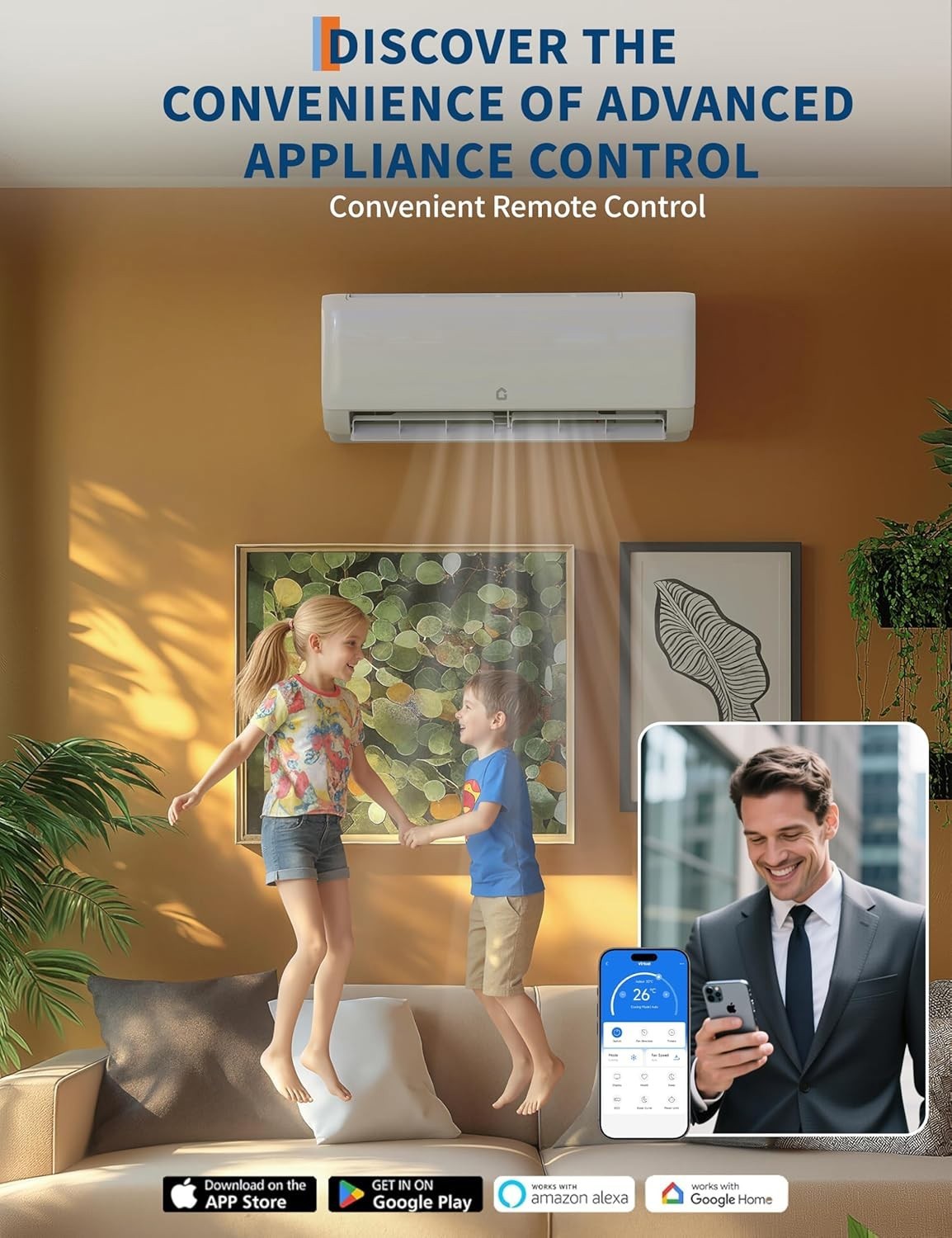 ⚡️Garvee 18,000 BTU Mini Split Air Conditioner with Heat Pump, 19 SEER, Cools Up