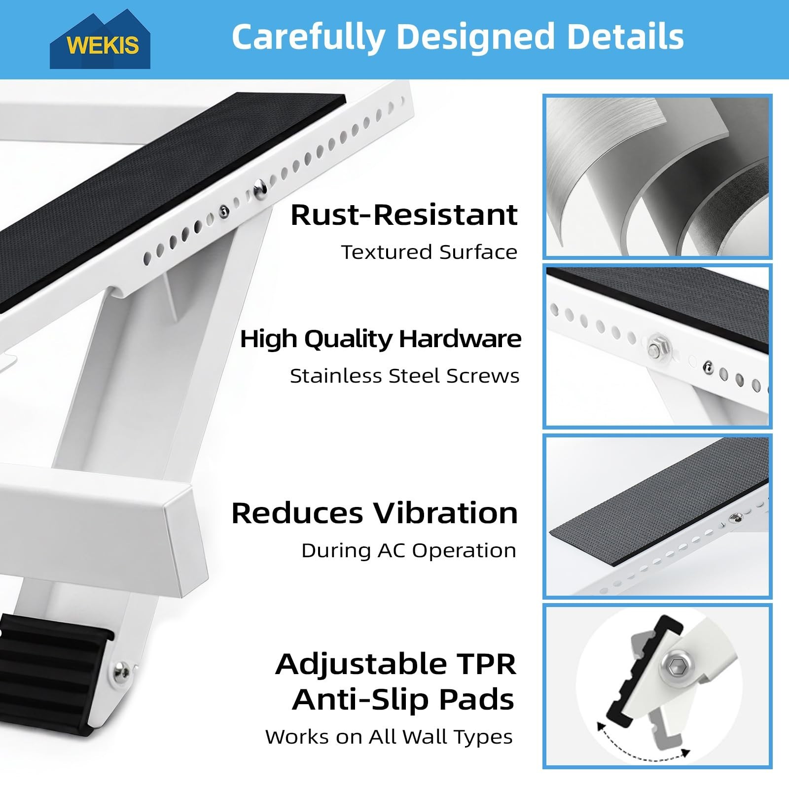 Adjustable Window AC Support Bracket – No Drill, Heavy Duty Steel, 300lbs Capaci