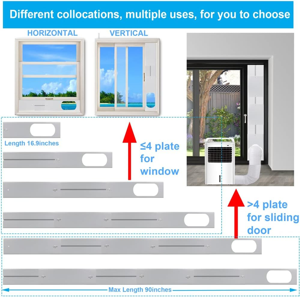Portable Air Conditioner Sliding Door Vent Kit, 2024 New Upgrade Portable Air Co
