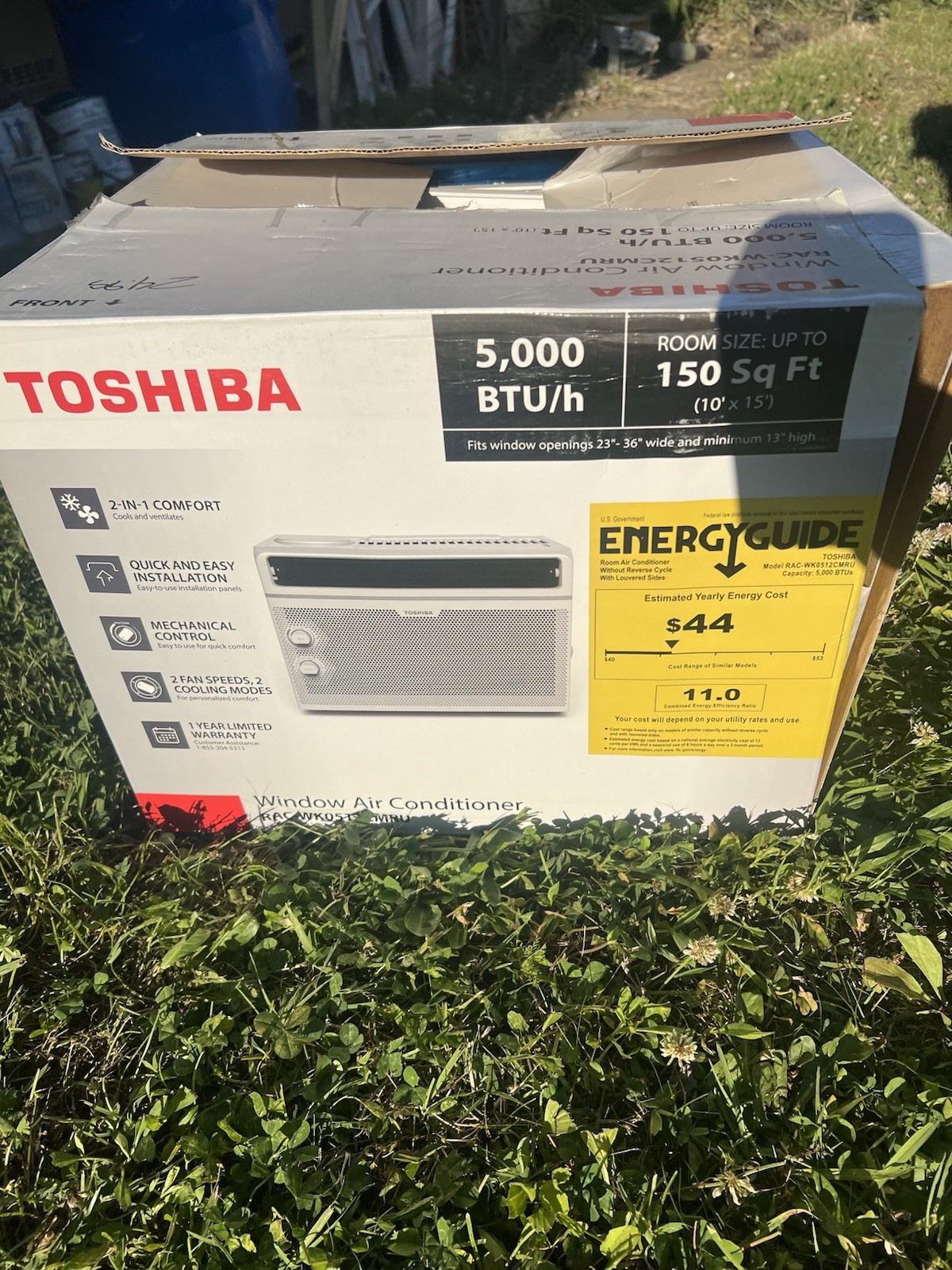 Toshiba Window Air Conditioner 5000-BTU 115V White ~ Brand New In Box