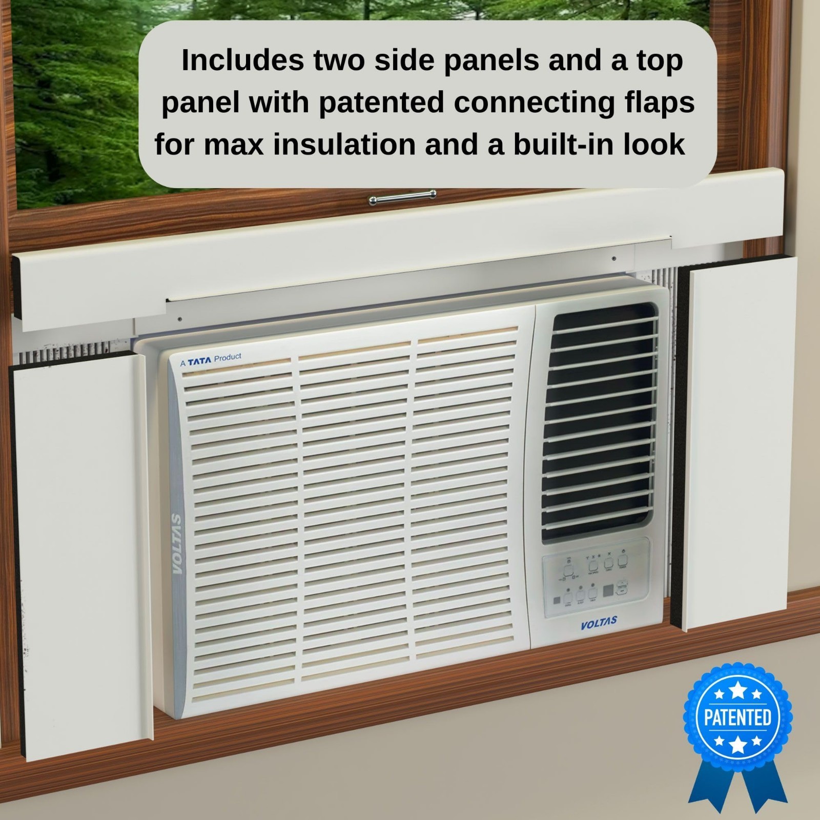 White Surround Insulation Side Panels for Window AC Unit – Year-Round Air Condit