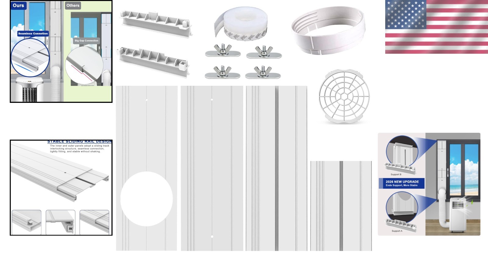 Efficient Cooling Portable Window Vent Seal Kit for 5.9” AC Hoses – 2026 Upgrade
