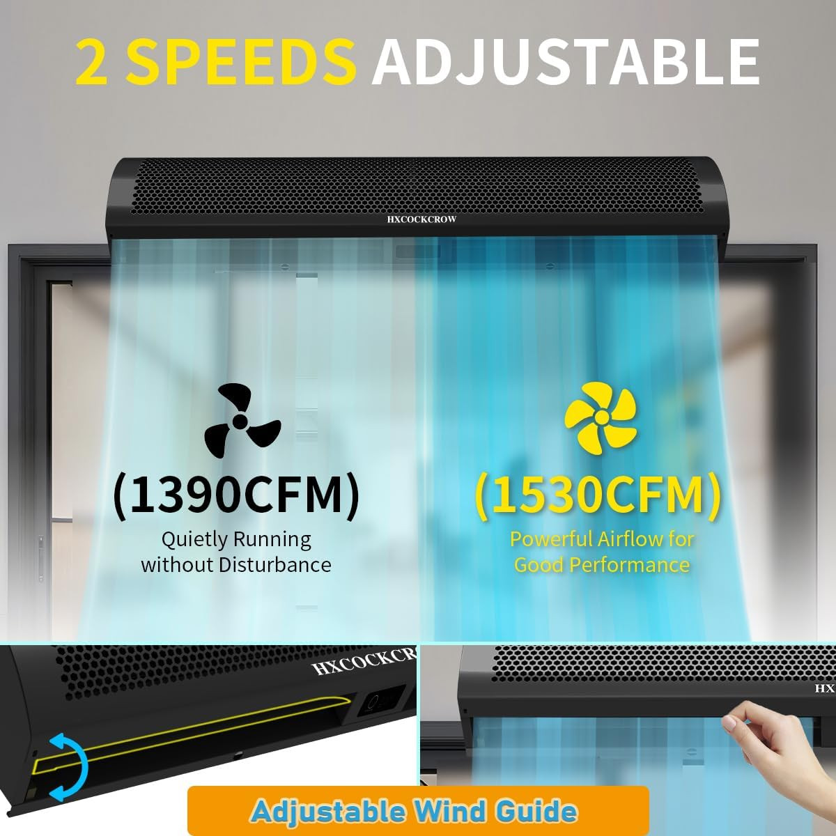 60&Prime; Commercial Air Curtain – Powerful Fly Fan for Doors, Keeps Bugs Out