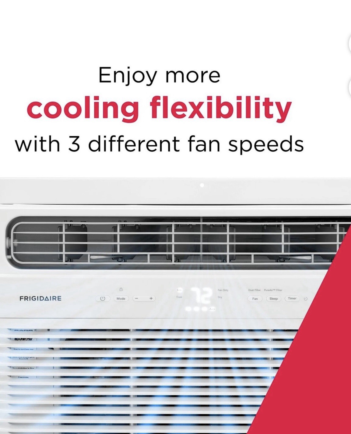 Frigidaire Window Air Conditioner White Sleep Mode Remote 3 Speeds 250 sq ft
