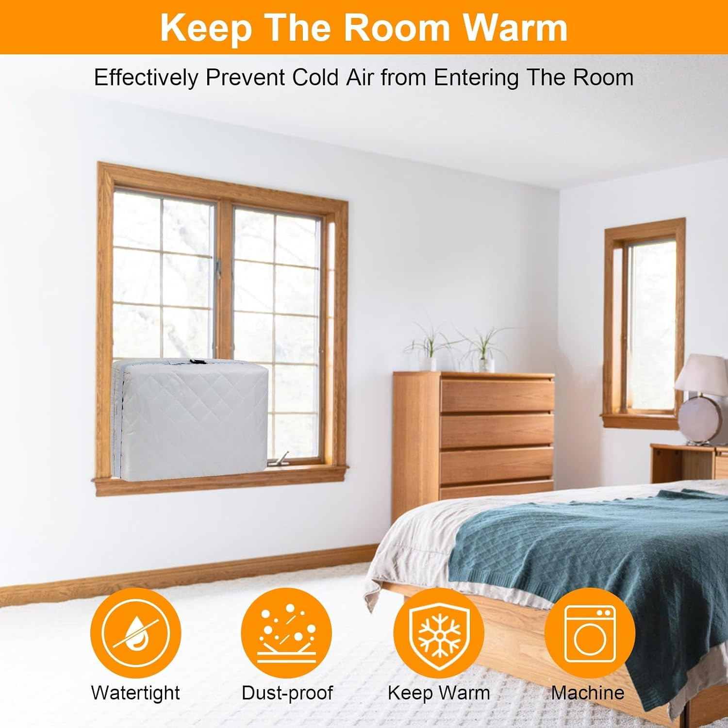 Grey Indoor AC Cover with Cotton Padding – Keep Warm & Dustproof Protective C…