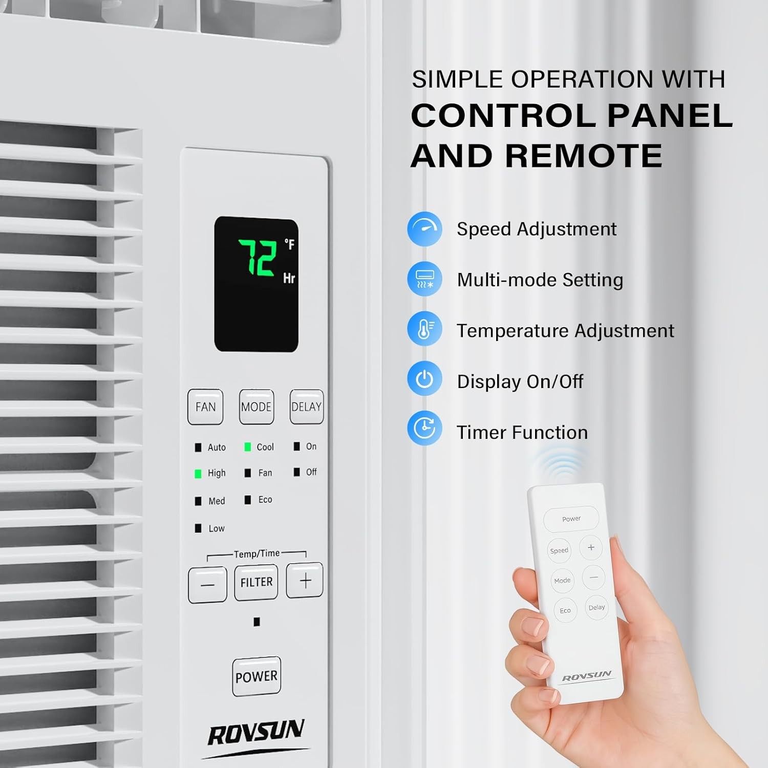 ROVSUN 5000 BTU 6000 BTU Window Air Conditioner Cooling Remote Fan