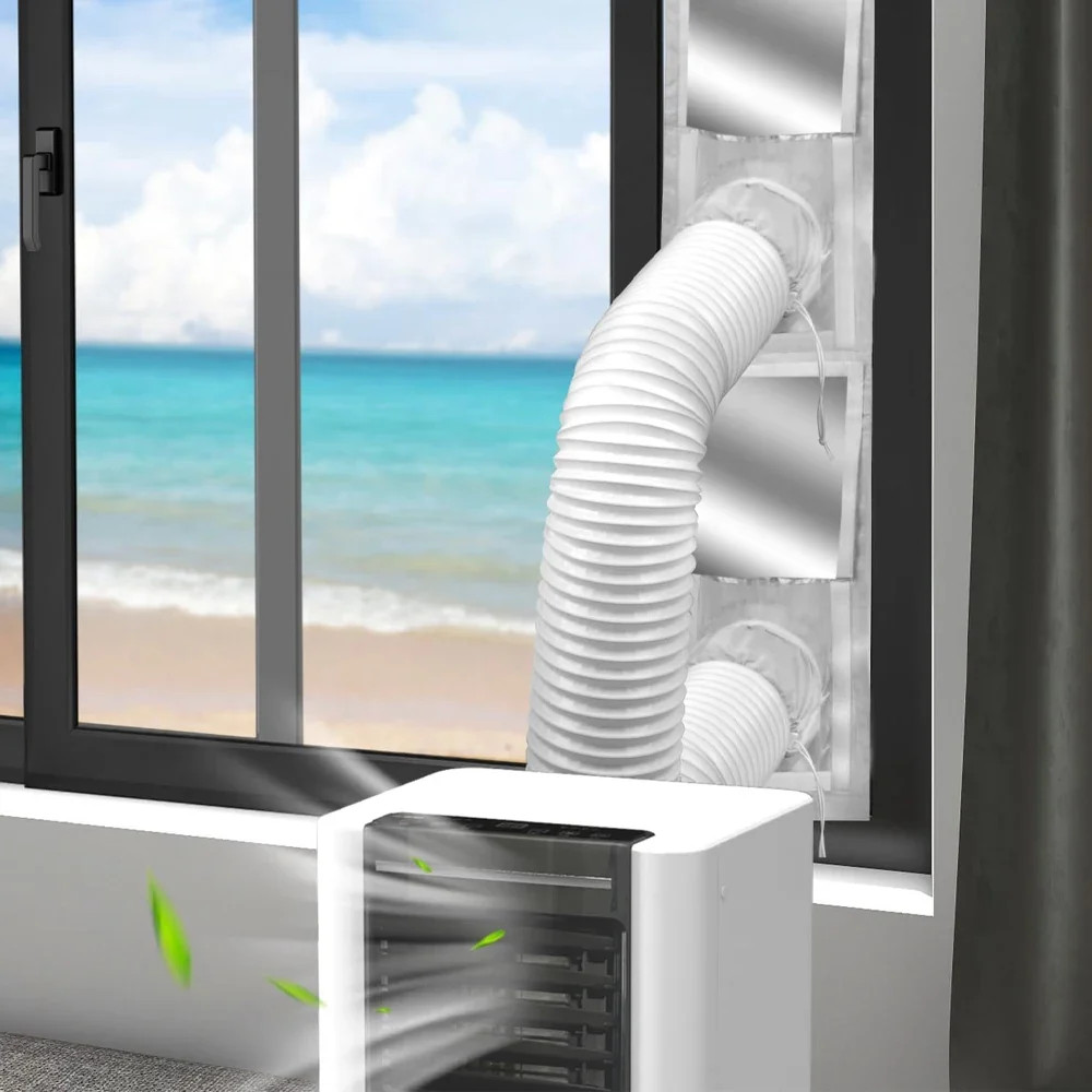 Air Conditioner Window Seal Kit, 3M/4M Flexible Cloth with Zip & Adhesive Fasten