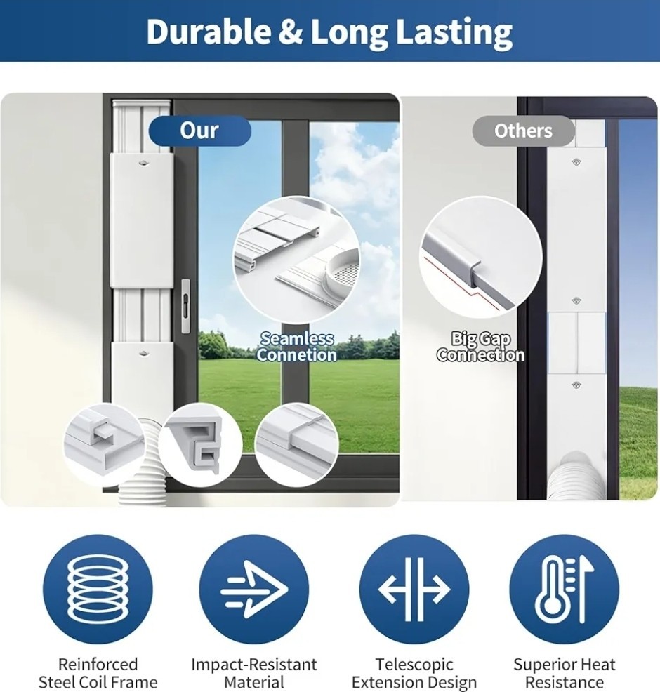 Portable AC Vent Kit, Air Conditioner Door + Window Universal 5.1&Prime; & 5.9&Prime; Fepoch