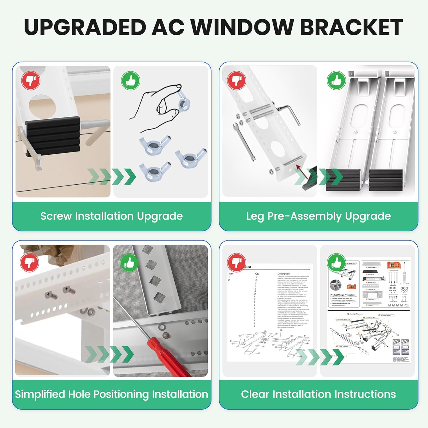 Air Conditioner Support Bracket No Drill: Heavy Duty 350Lbs, Adjustable Width 31