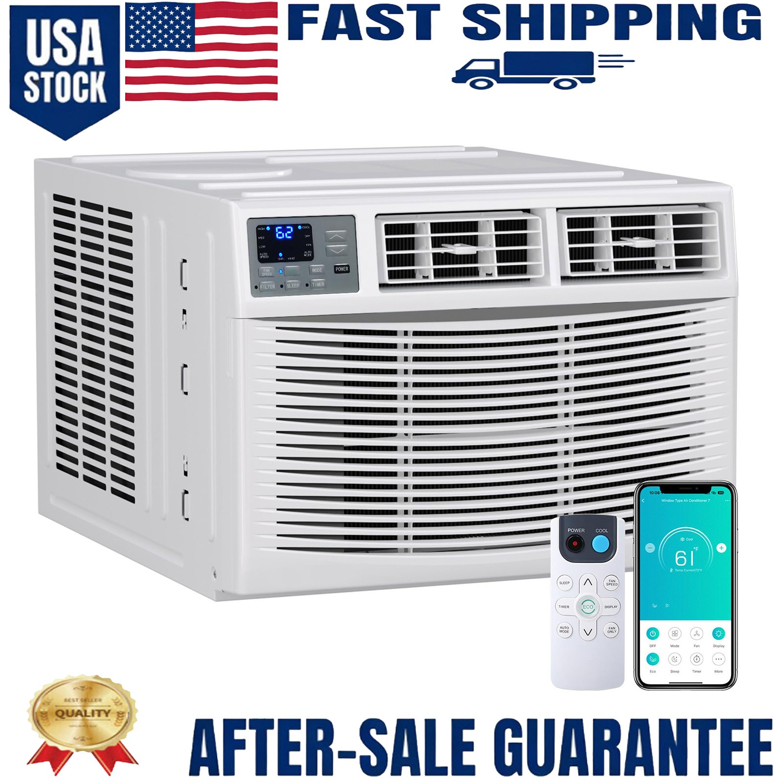 18000 BTU Window Air Conditioner & Heater Combo APP & Remote Control for Bedroom