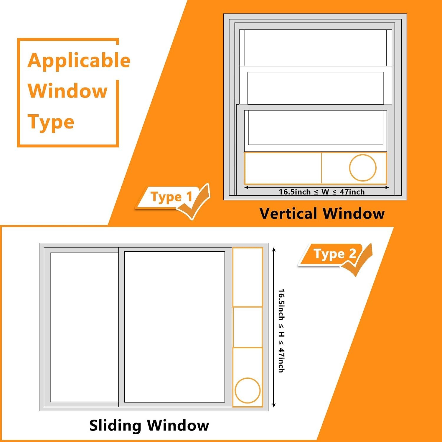 Portable Air Conditioner Window Seal Plates – Fits 16.5&Prime; to 47&Prime; Wide Windows