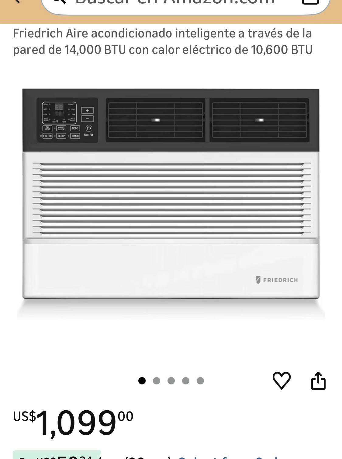 Friedrich 14,000 BTU Through-the-Wall Air Conditioner White Remote Control Timer