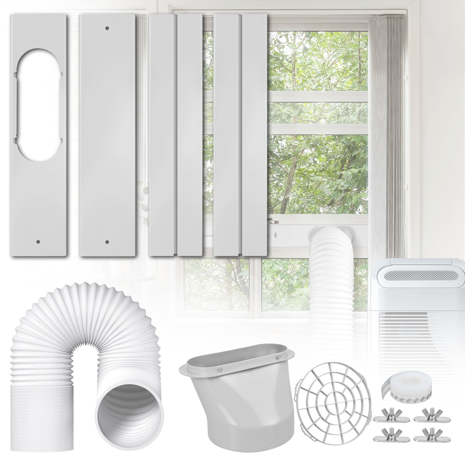 Adjustable Universal Portable Air Conditioner Window Kit – 5.9&Prime; Hose, 59&Prime; Length