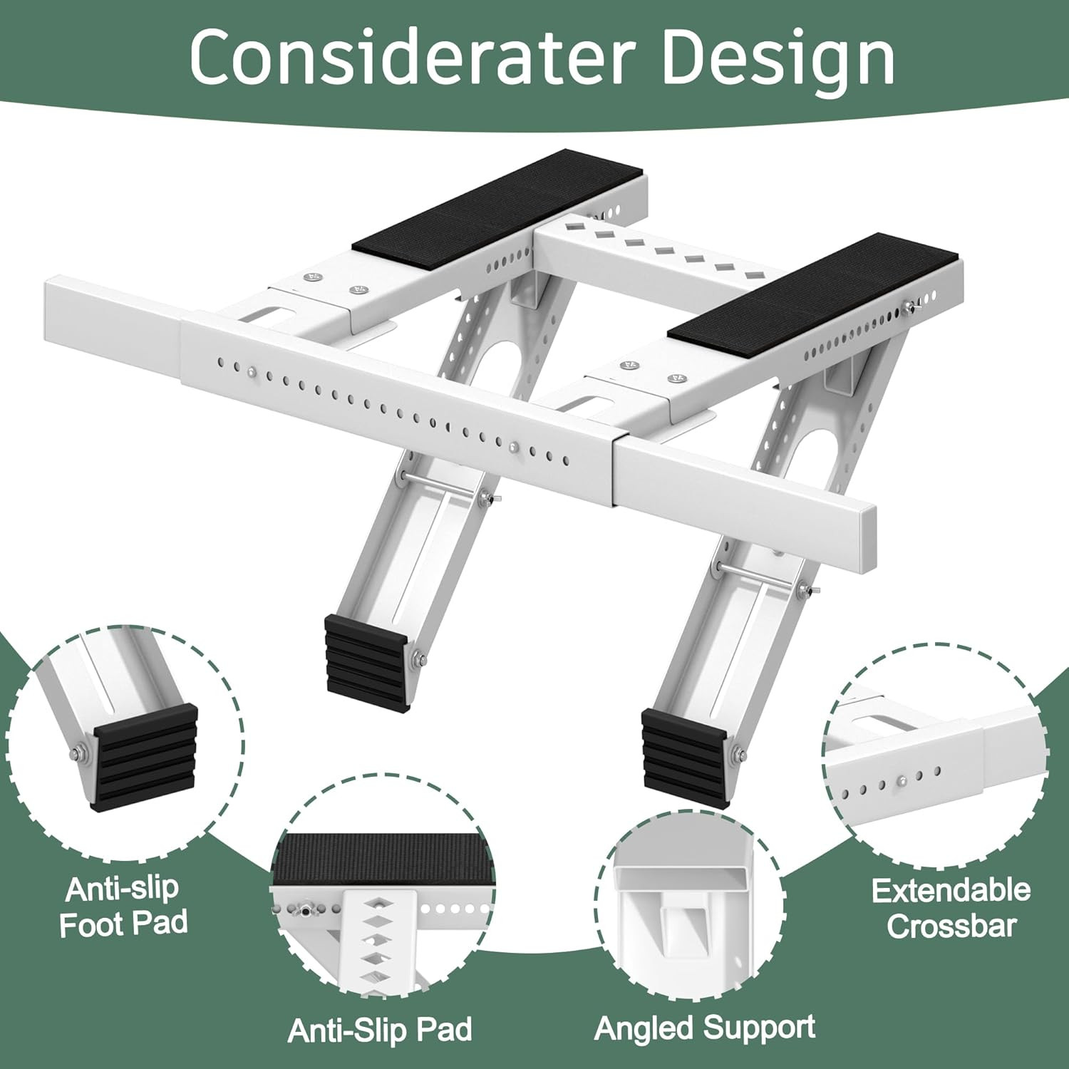 No-Drill Window AC Bracket, Upgraded Heavy-Duty Adjustable Air Conditioner Suppo