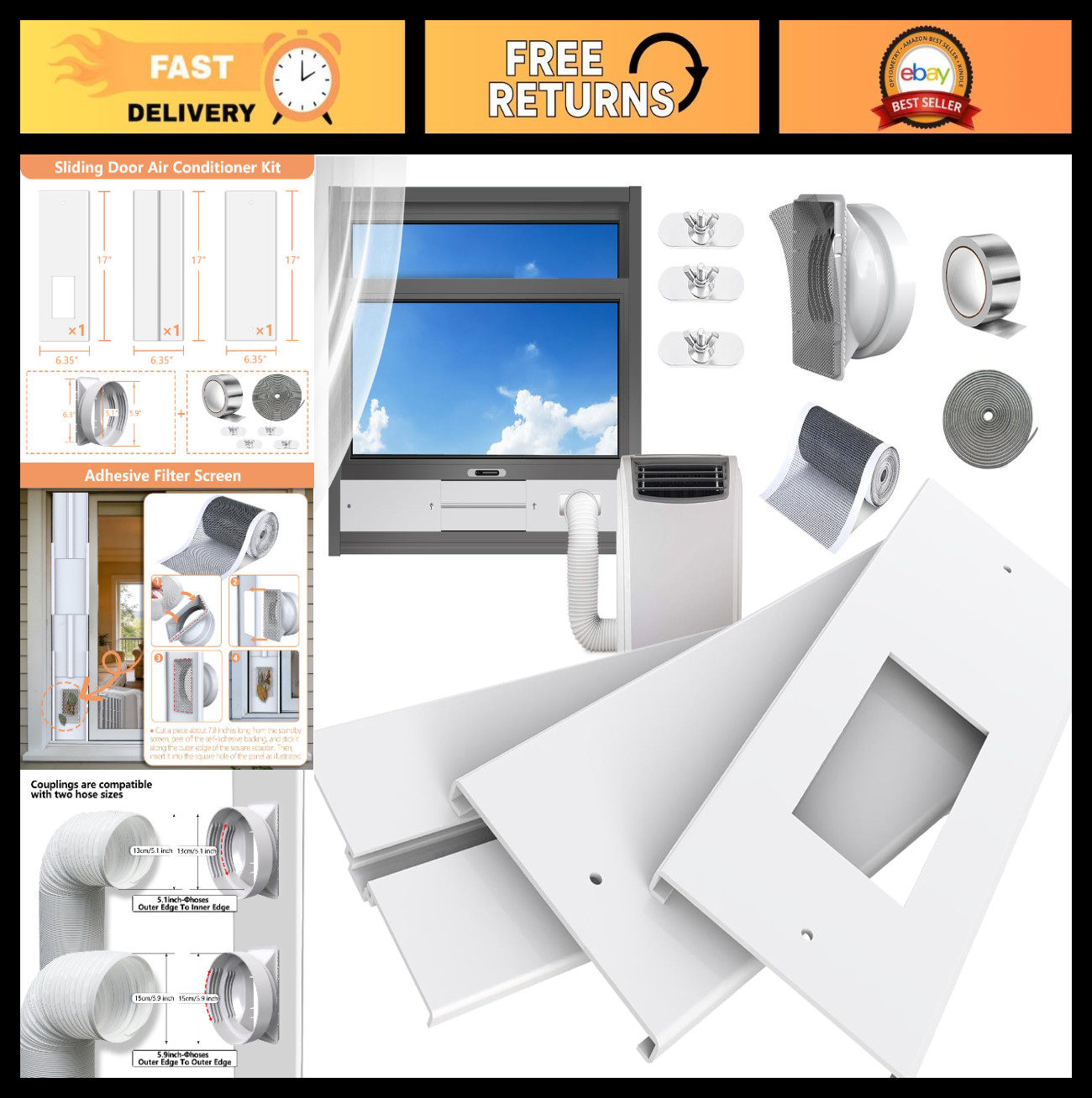 Adjustable Portable AC Window Vent Kit for Double-Hung & Sliding Windows 26&Prime;-47