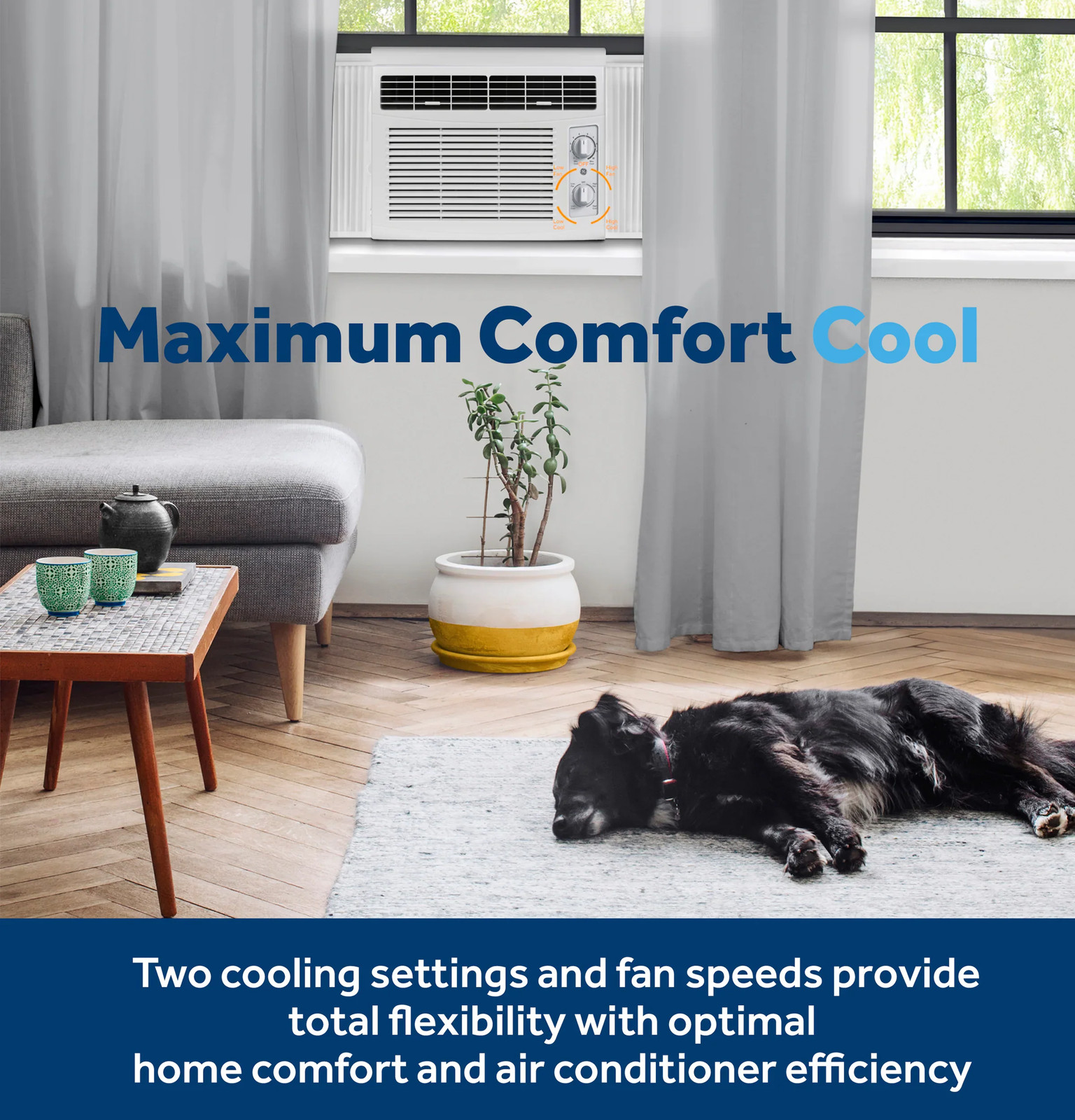 GE 5000 BTU Window Air Conditioner 115V Small Room 150 sq ft White