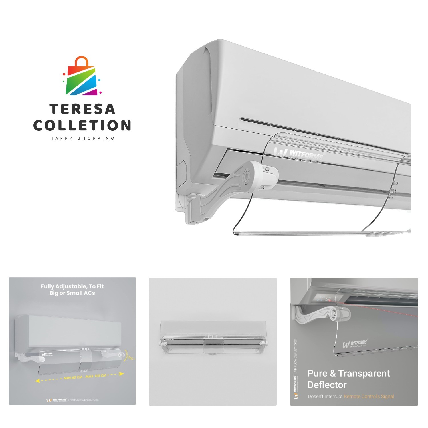 Transparent AC Deflector – Adjustable & Rotatable for Optimal Airflow