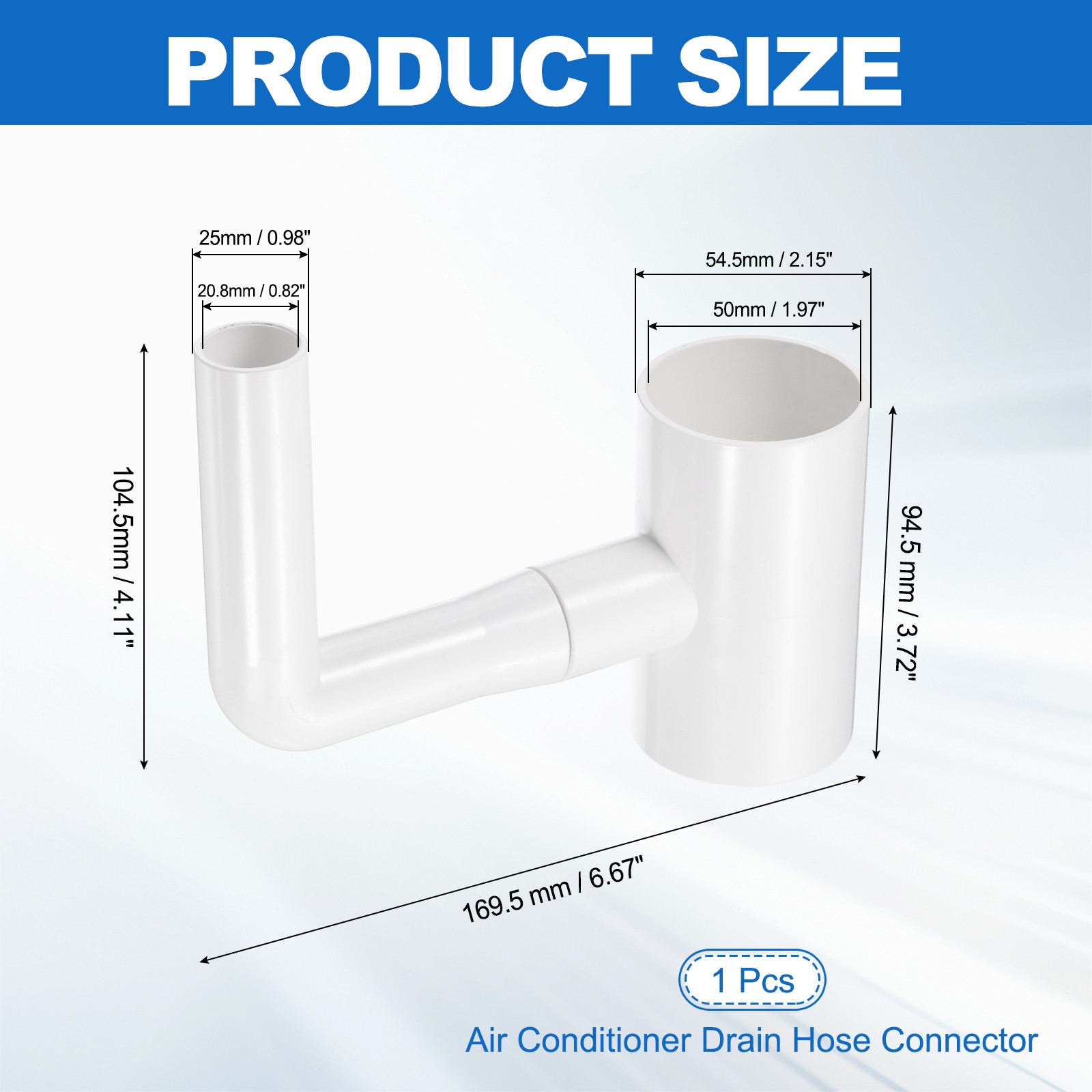 50x25mm PVC Three-Way Air Conditioner Drain Hose Connector, White