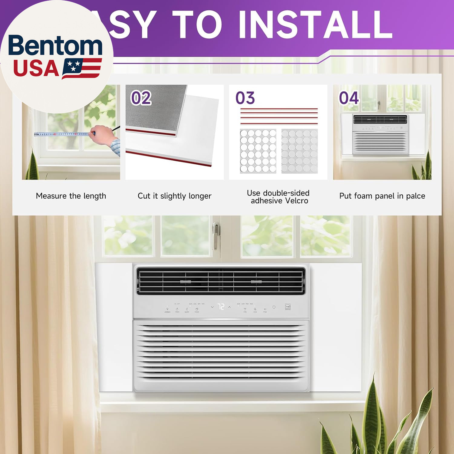 Window Air Conditioner Insulated Foam Panels, Air Conditioner Window Seal Kit,Wi