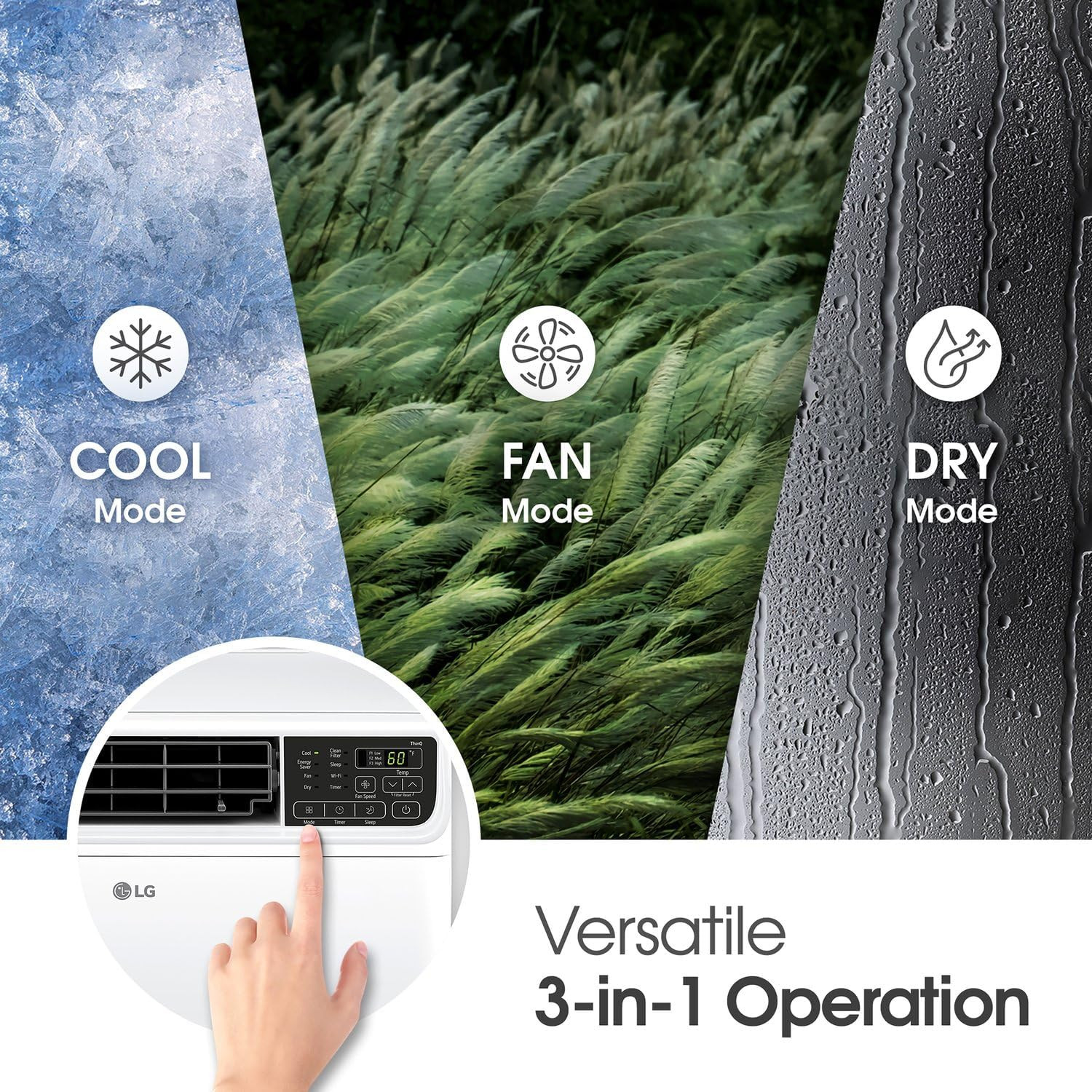 LG 10,000 BTU Smart Window Air Conditioner, 115V, Cools 450 Sq. Ft. for Bedroom,