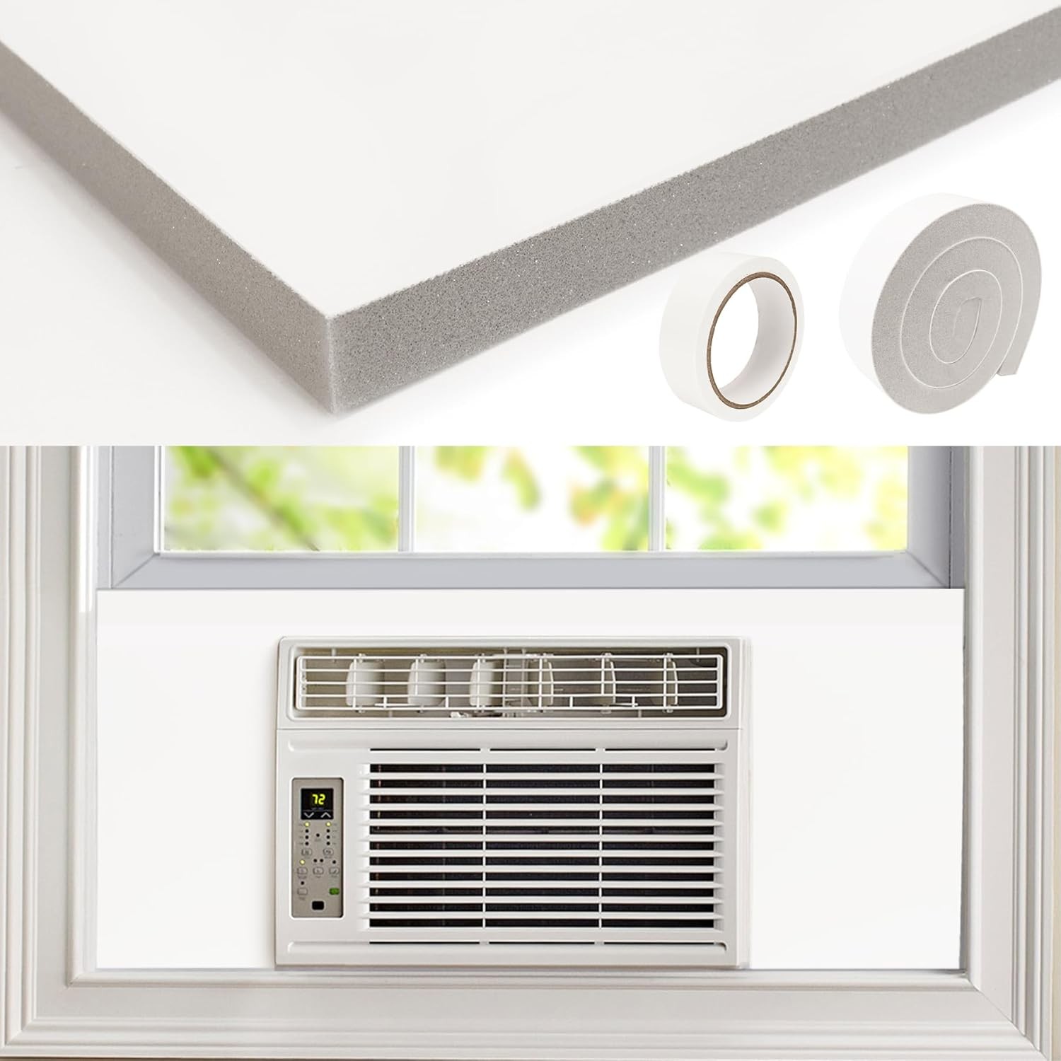 Window Air Conditioner Side Panels Pack of 2 Foam Panels Cover with Seal Strip