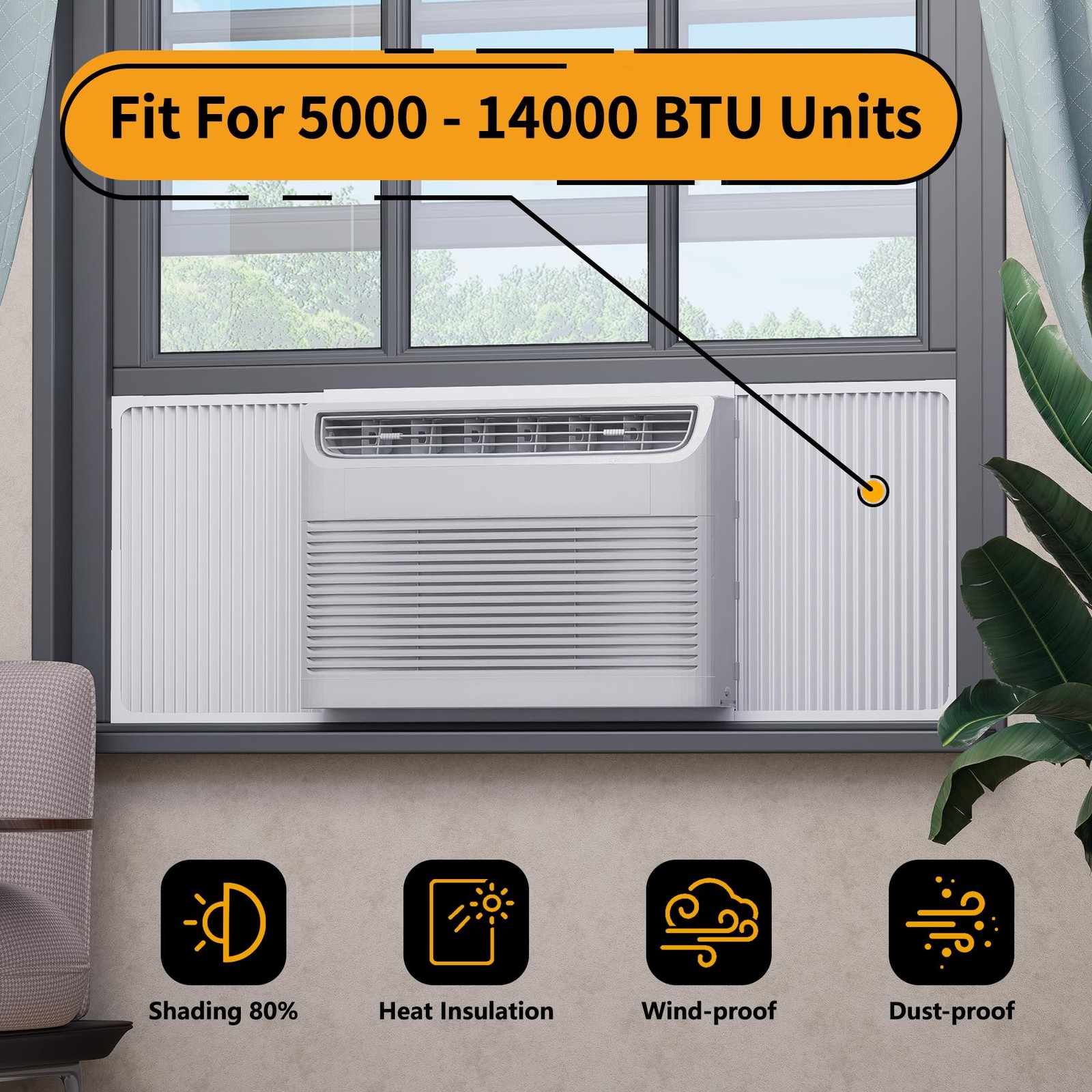 LBG Products Adjustable Fits for Most Window AC Units 5,000-14,000BTU, White