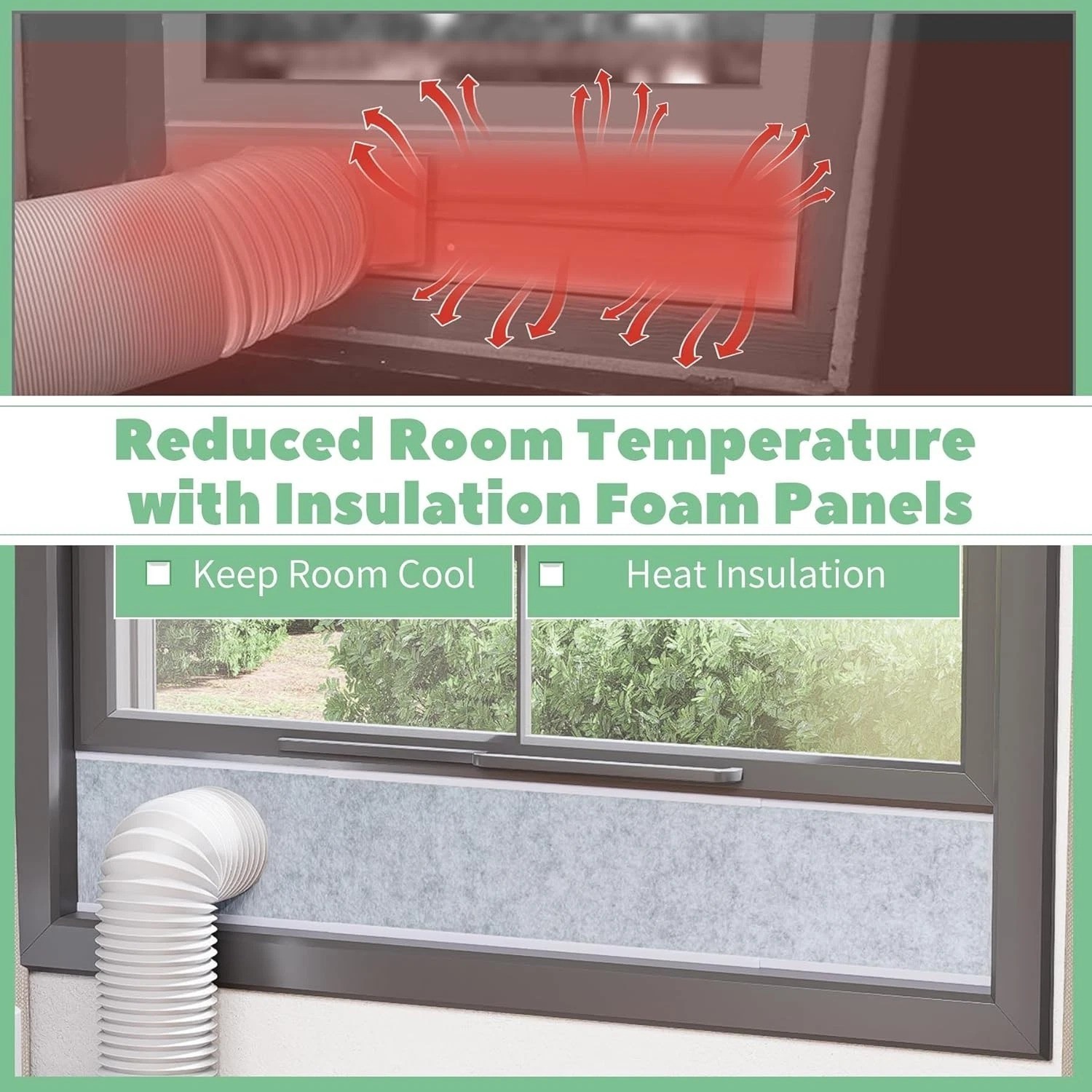 Portable Air Conditioner Window Vent Kit with Insulation Foam Panels, Adjusta…