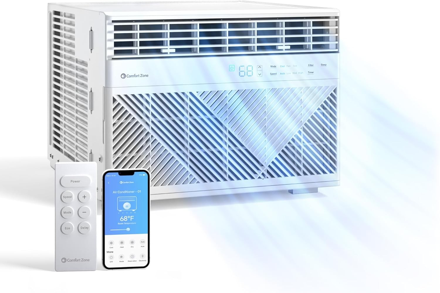 10000 BTU Window AC Comfort Zone Wi-Fi Remote 4 Mode